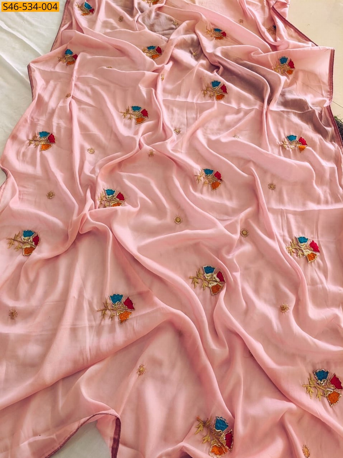 Peach Star georgette saree