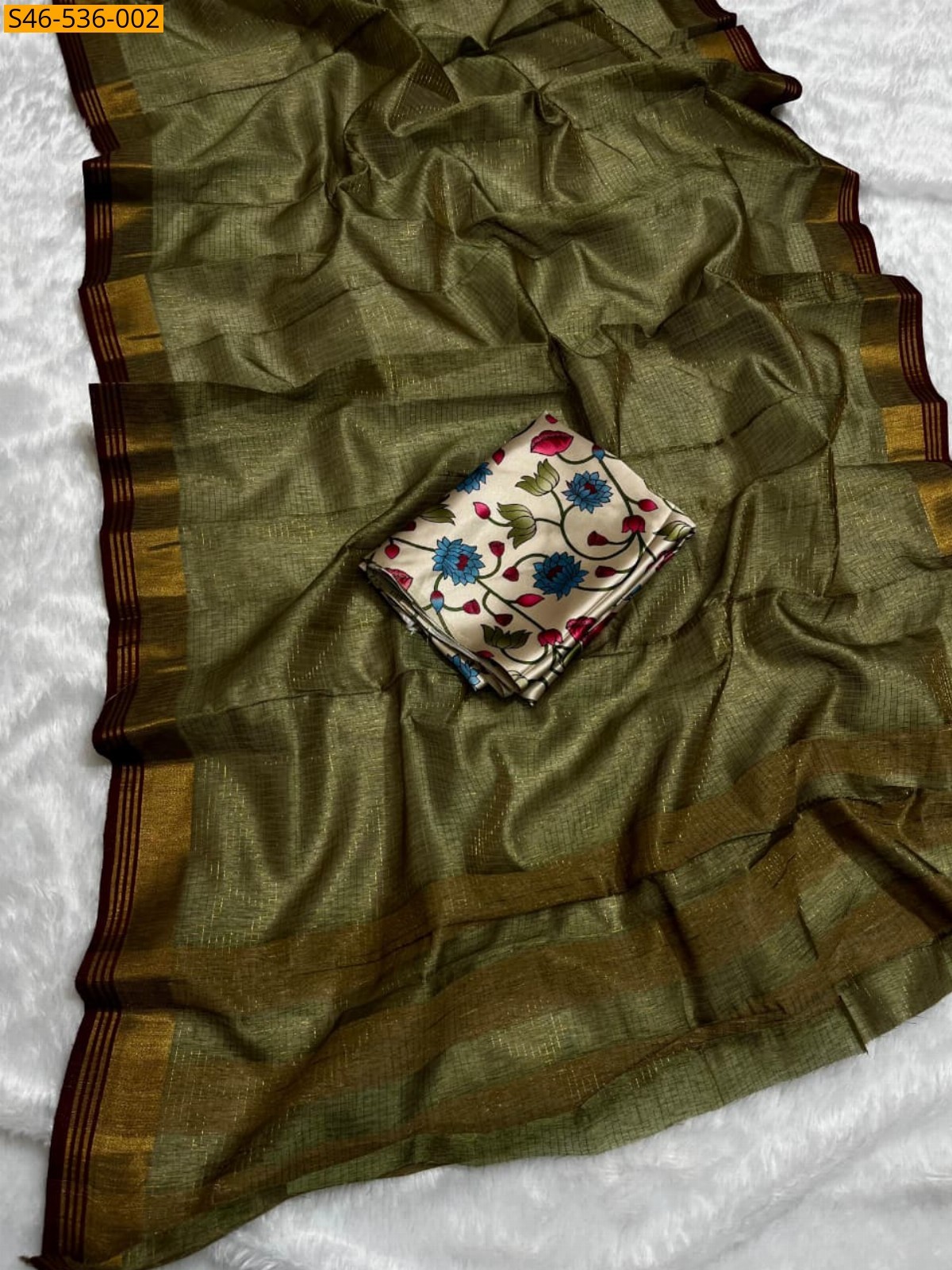 Green Tussar silk saree