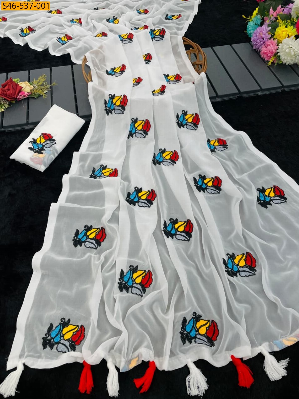 White Soft Georgette saree