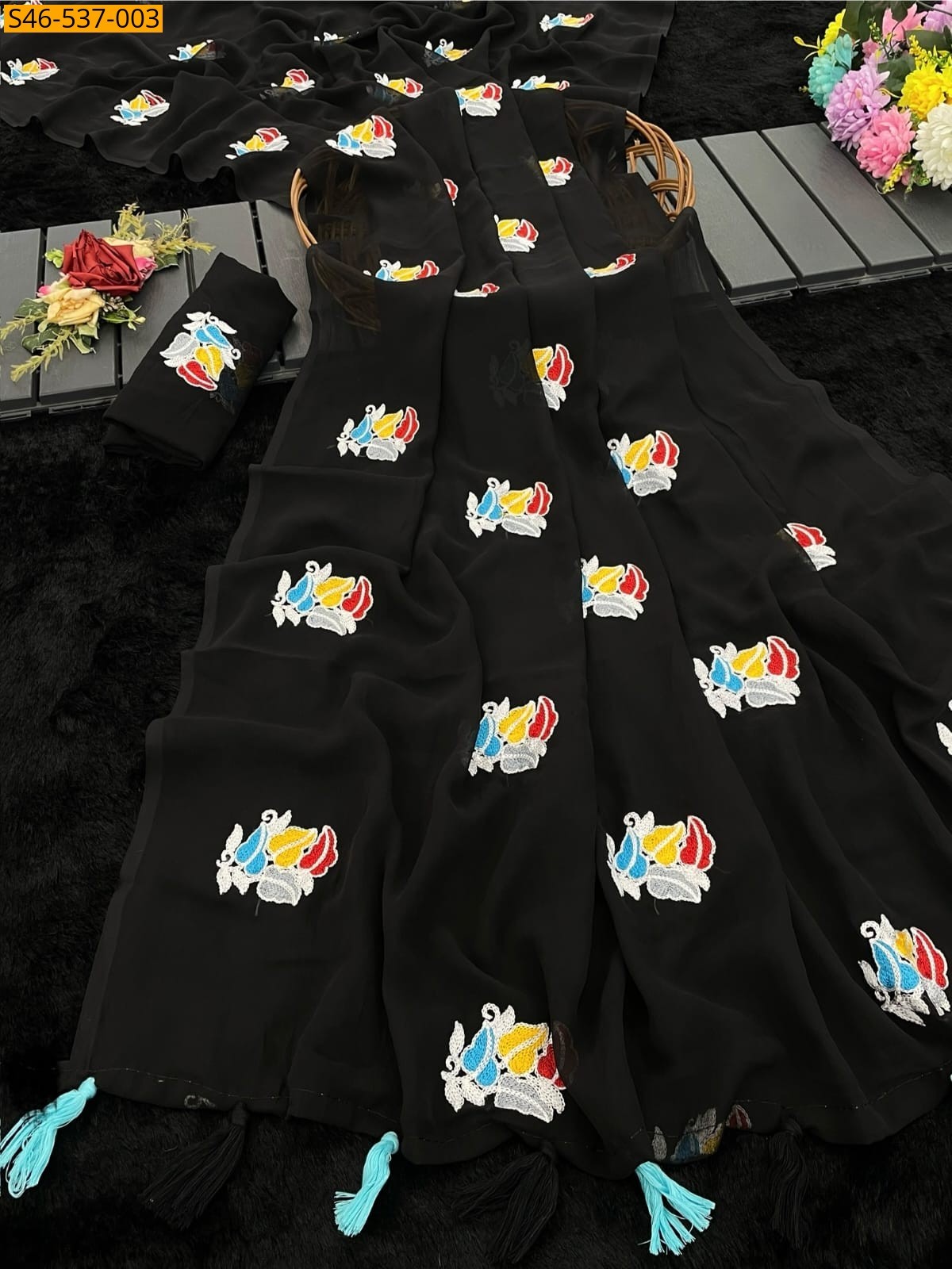 Black Soft Georgette saree