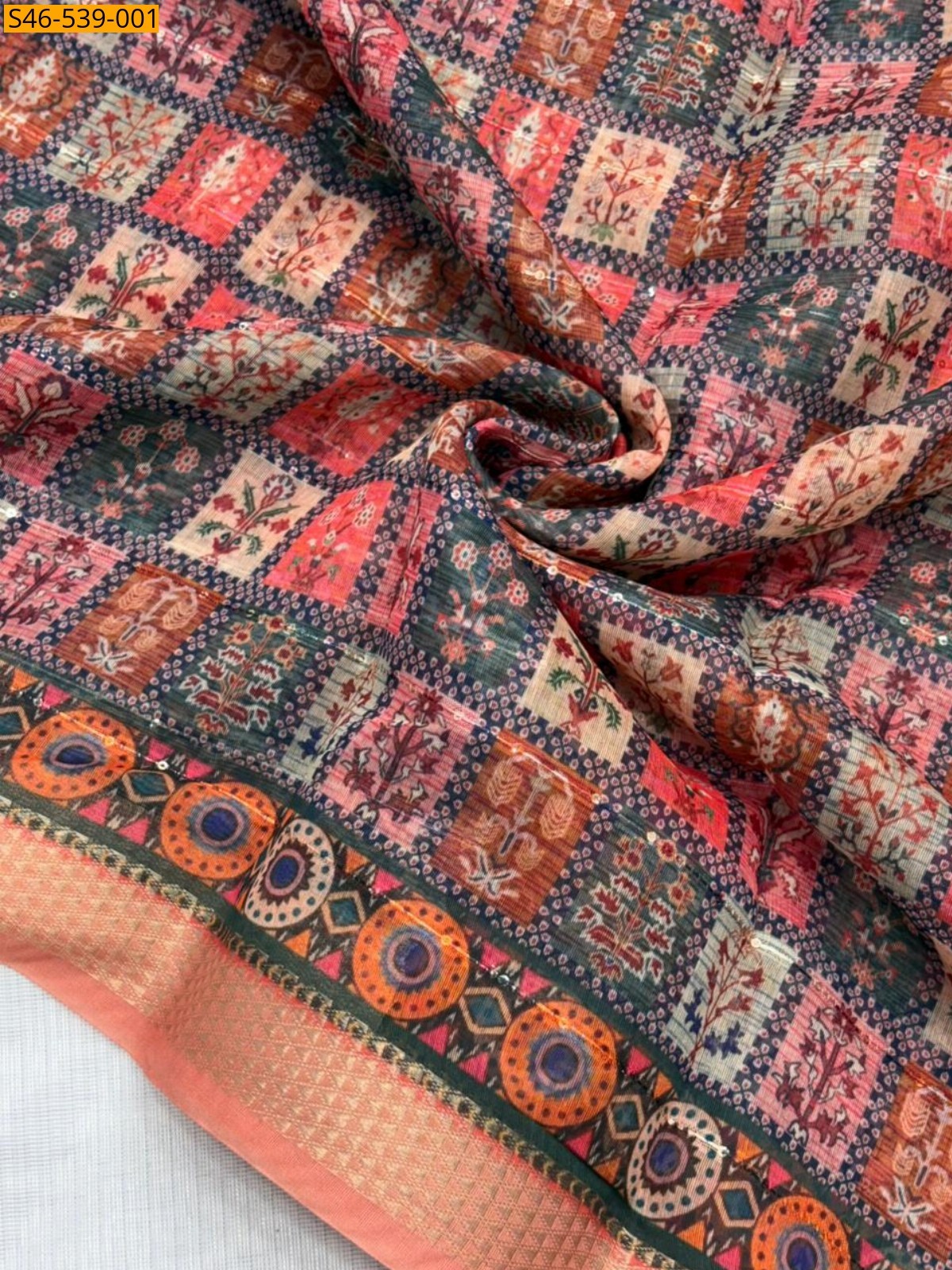 Multi color Soft chanderi cotton saree