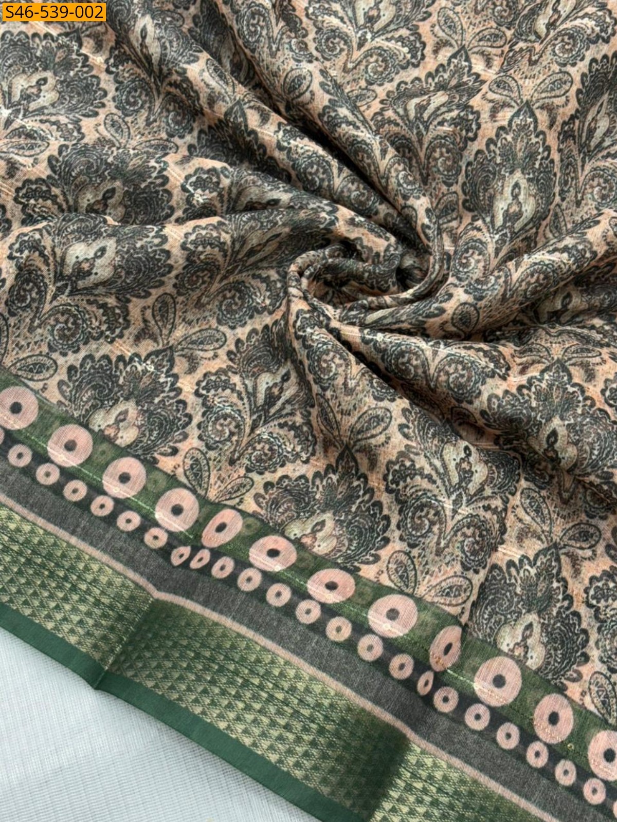 Beige Soft chanderi cotton saree