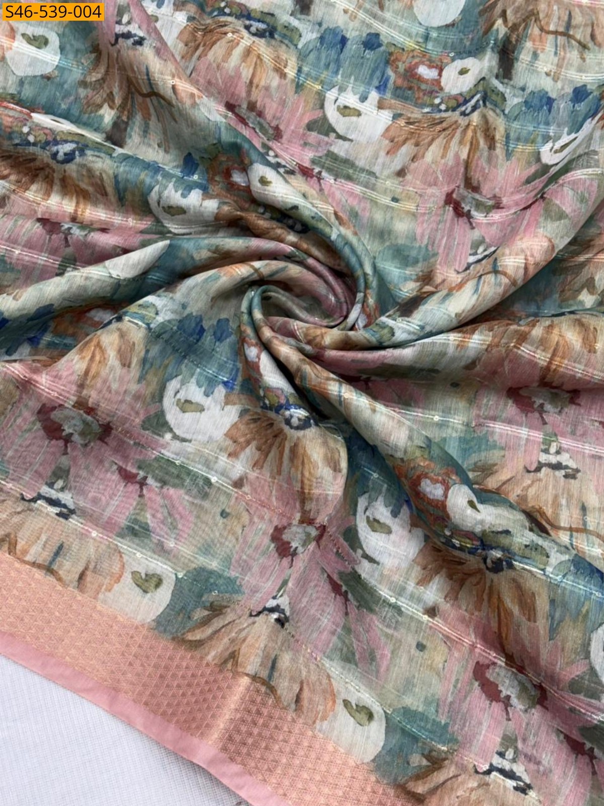 Safron Soft chanderi cotton saree