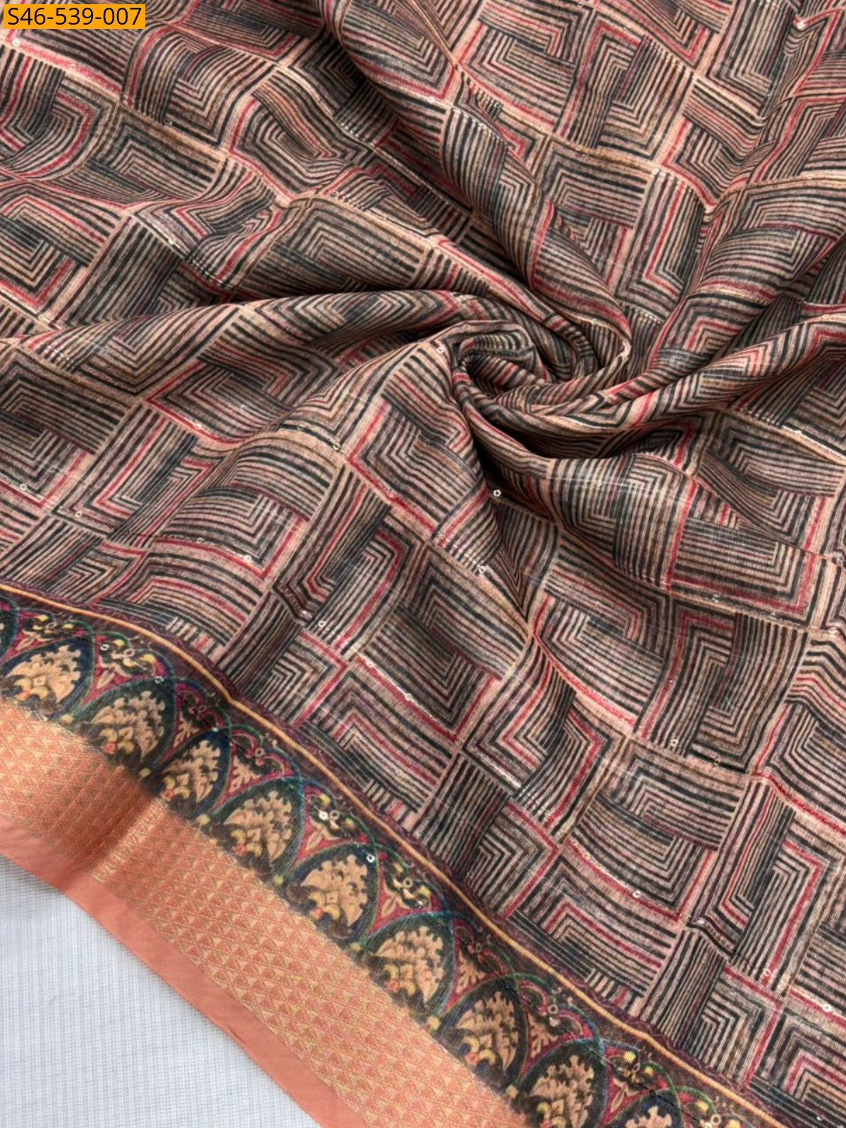Peach Soft chanderi cotton saree