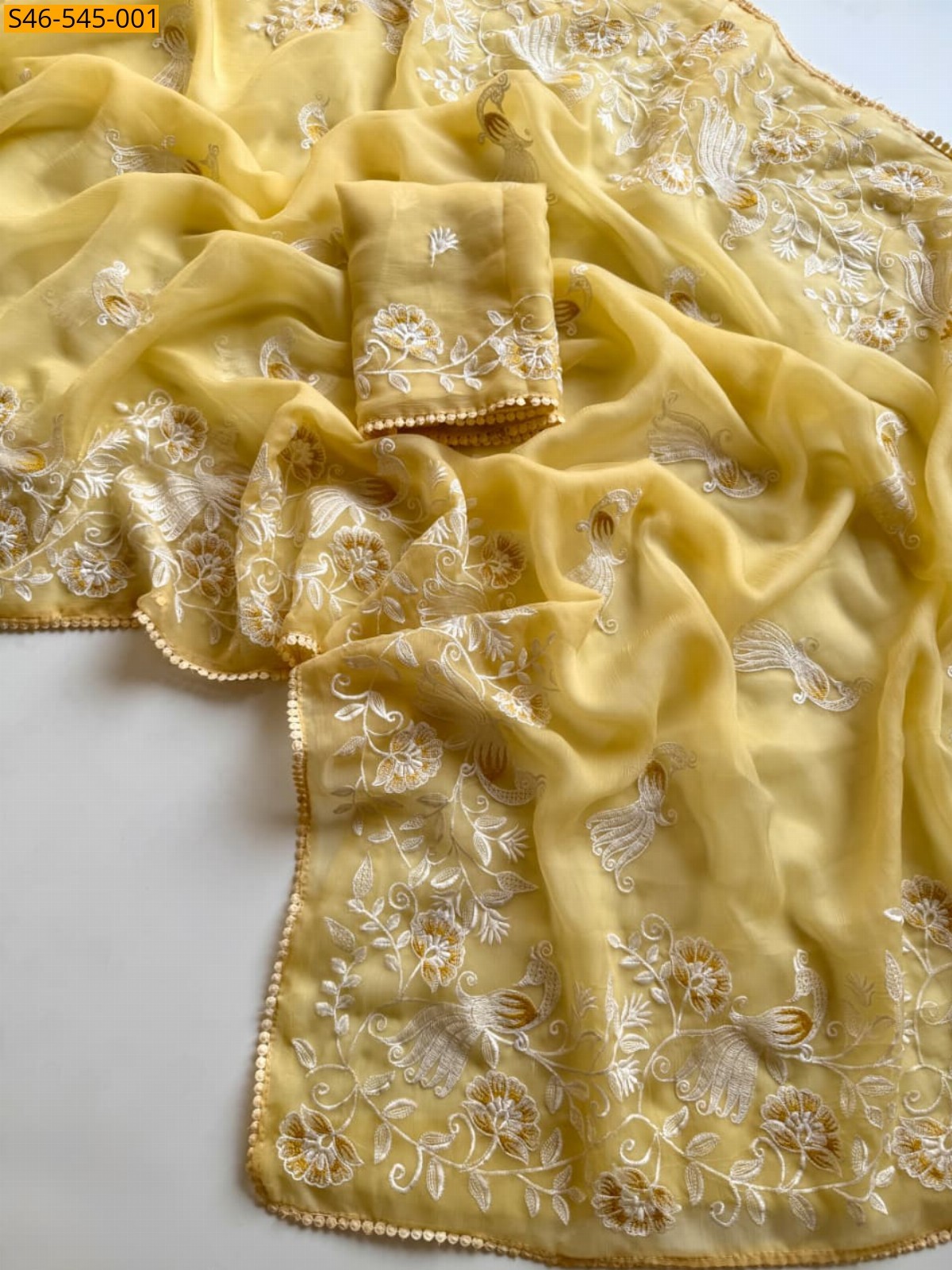 Light yellow Vari Chiffon Saree