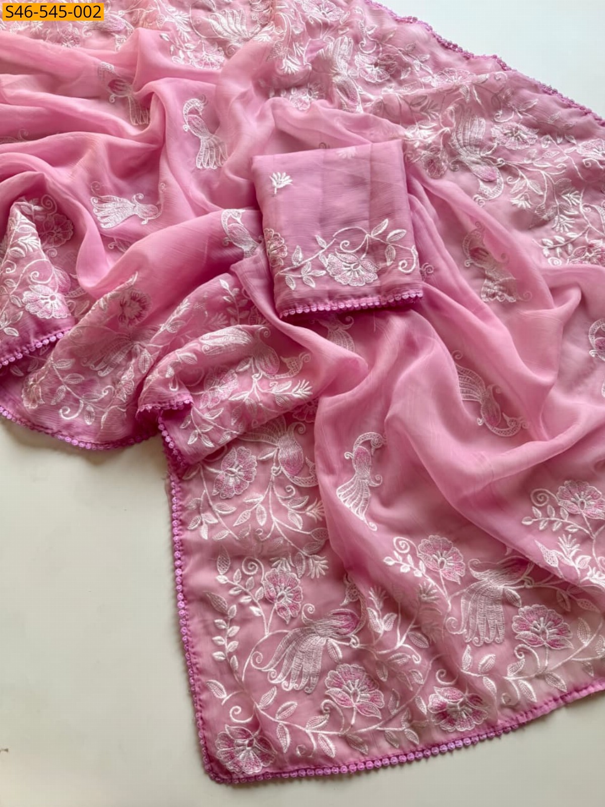 Light Pink Vari Chiffon Saree