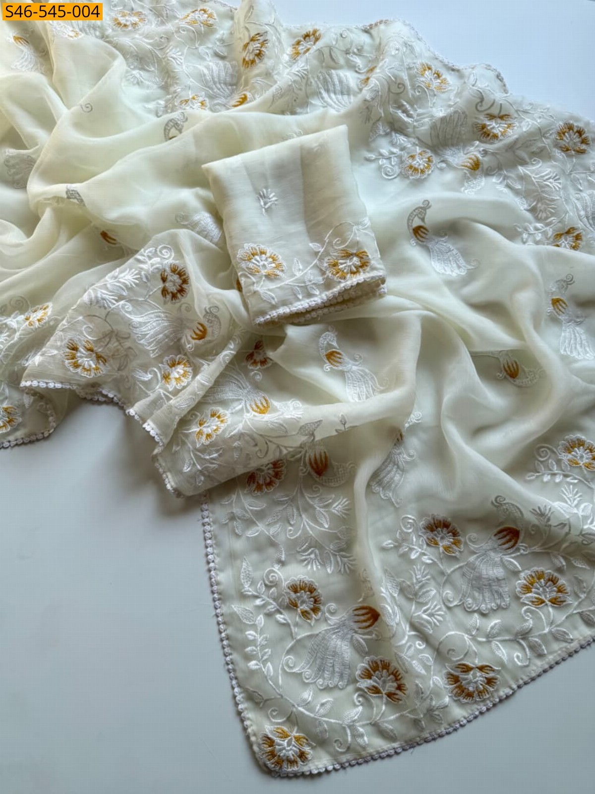 White Vari Chiffon Saree