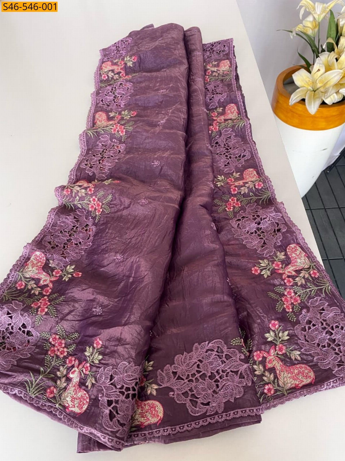 Onion Pink Crush silk saree
