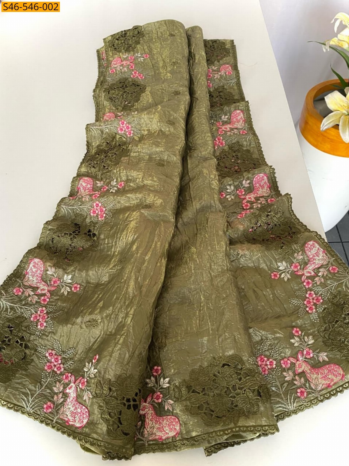 Green Crush silk saree