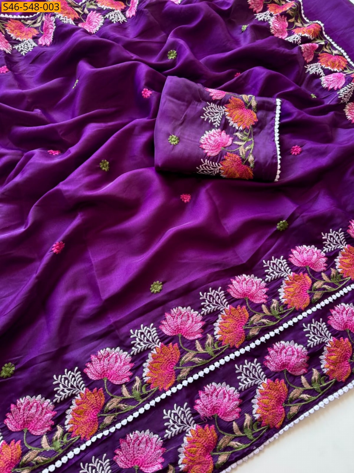 Purple Tussar silk saree