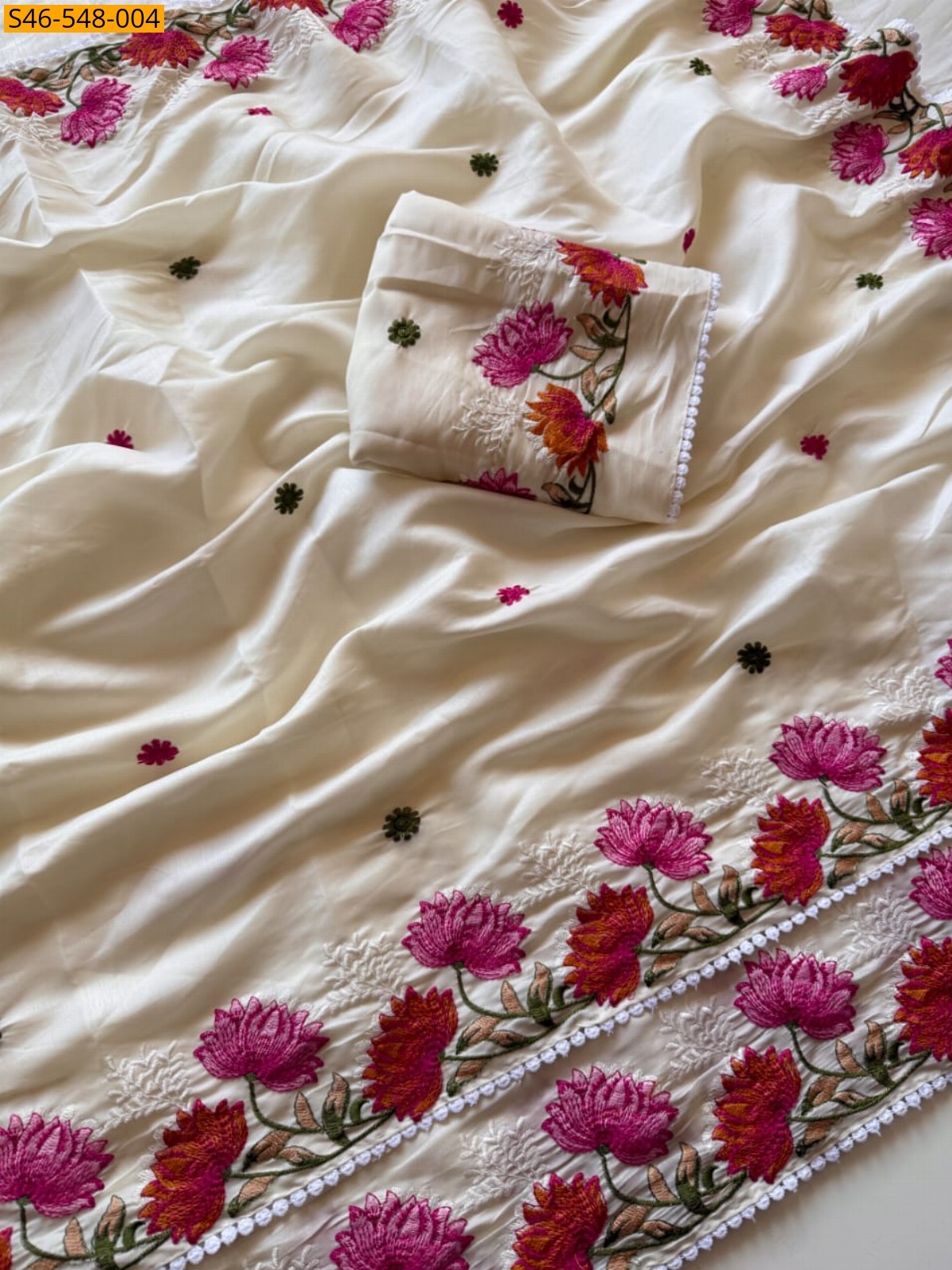 White Tussar silk saree