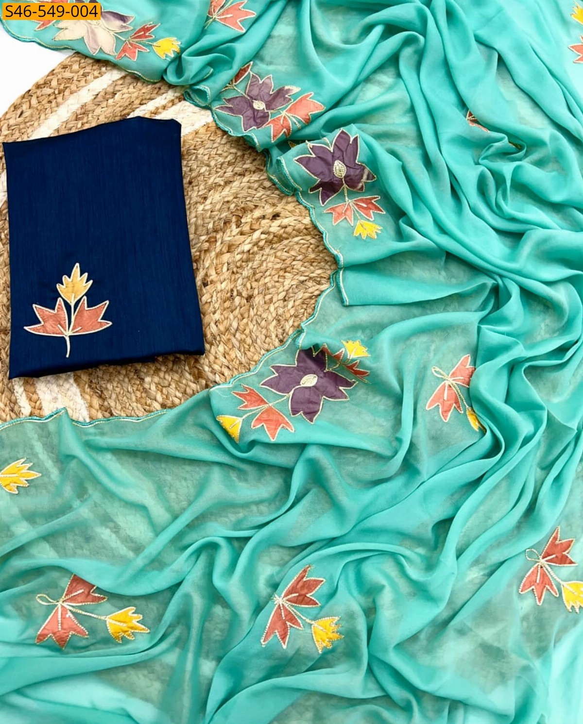 Sky Blue Star Georgette Sarees
