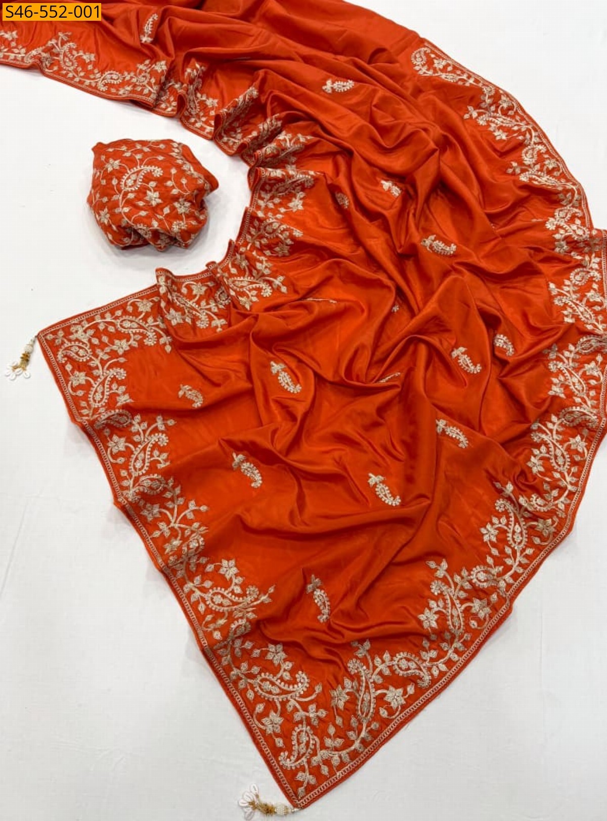 Orange Premium Pure H.O SILK  Saree