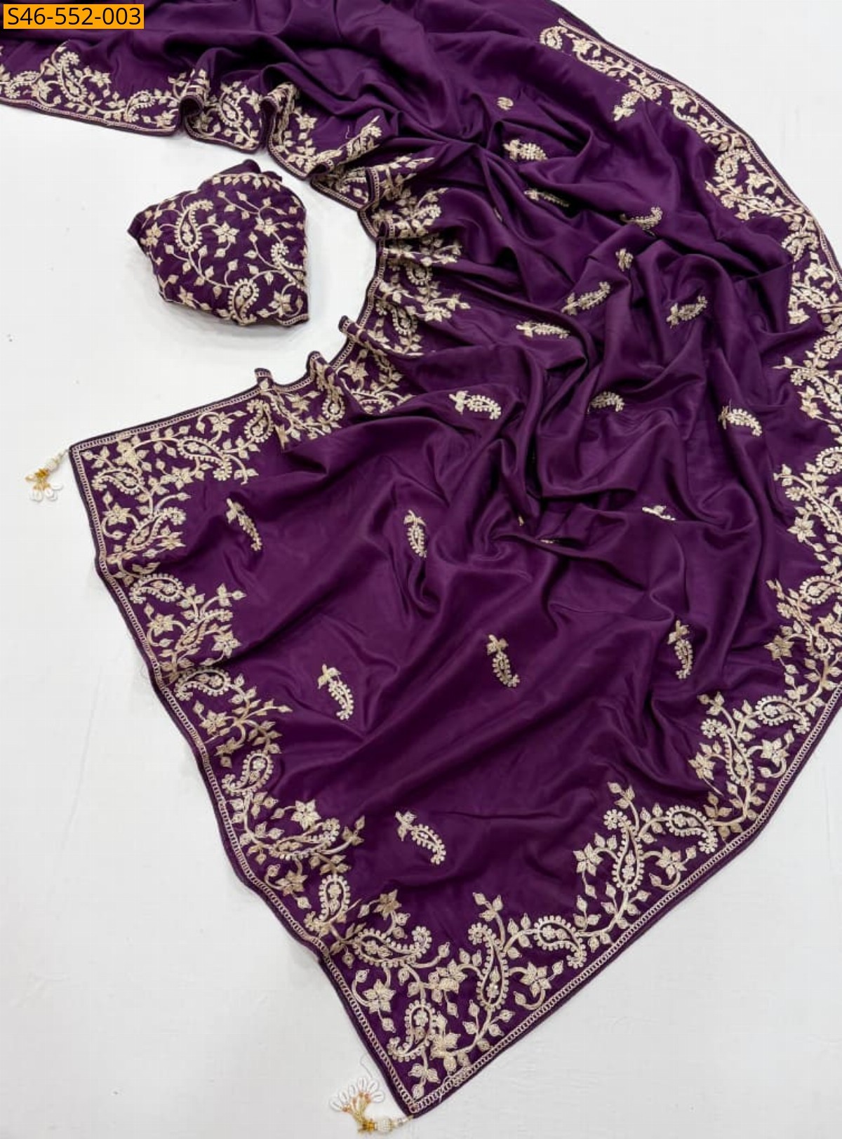 Wine Premium Pure H.O SILK  Saree