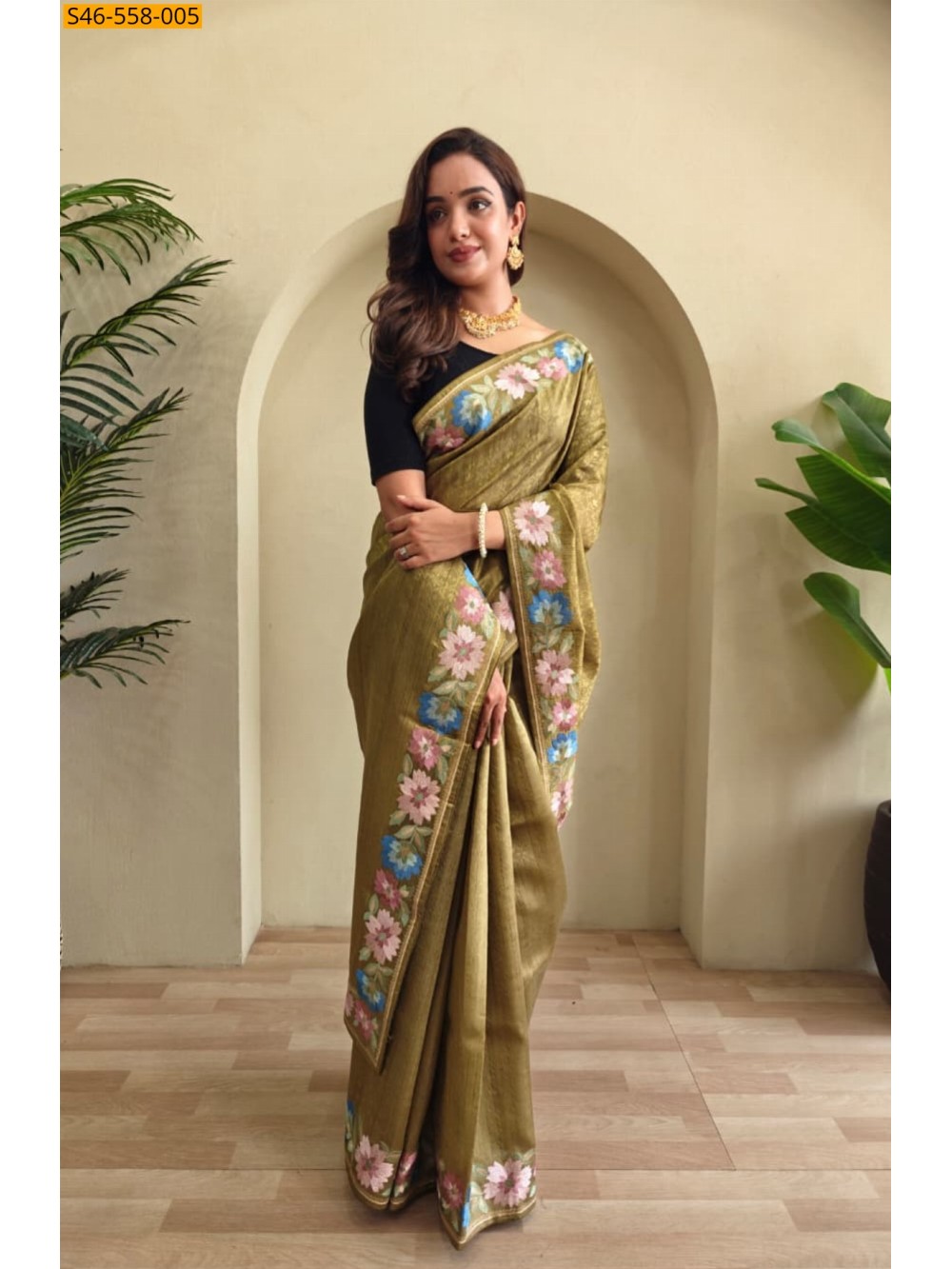 Tussar embroidery Sarees