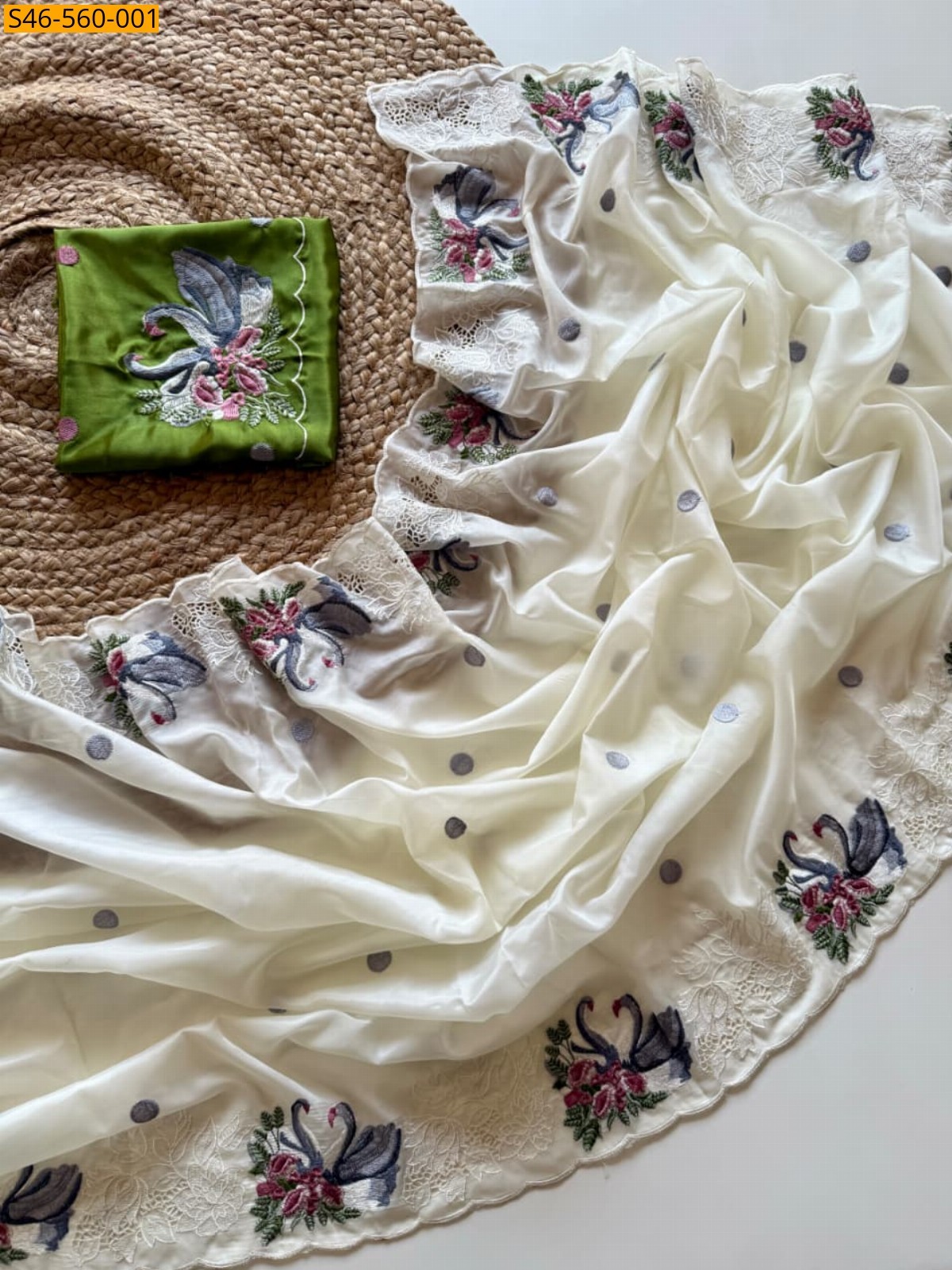  Viscose tissue embroidery sarees