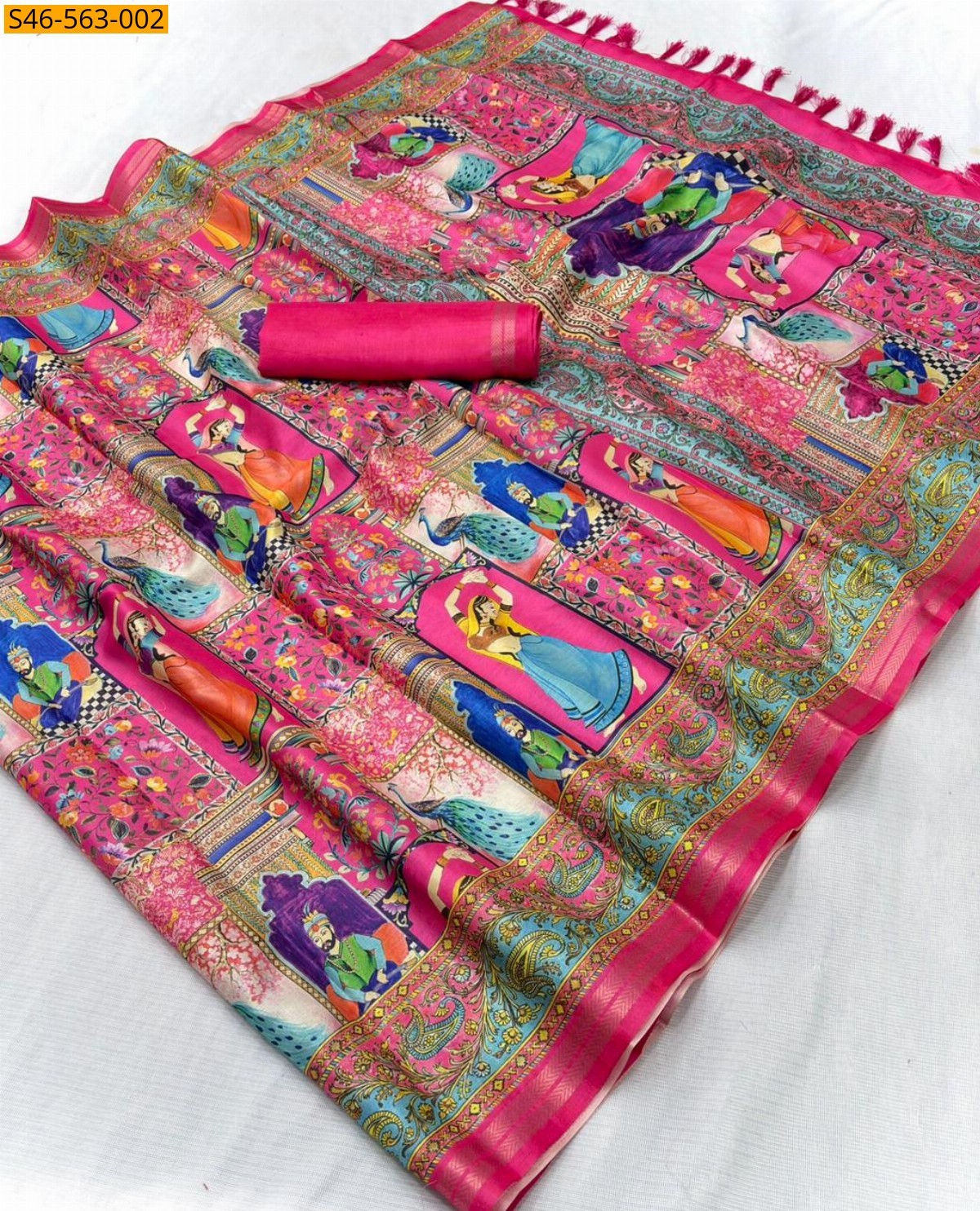 Tussar munga silk saree - Pink