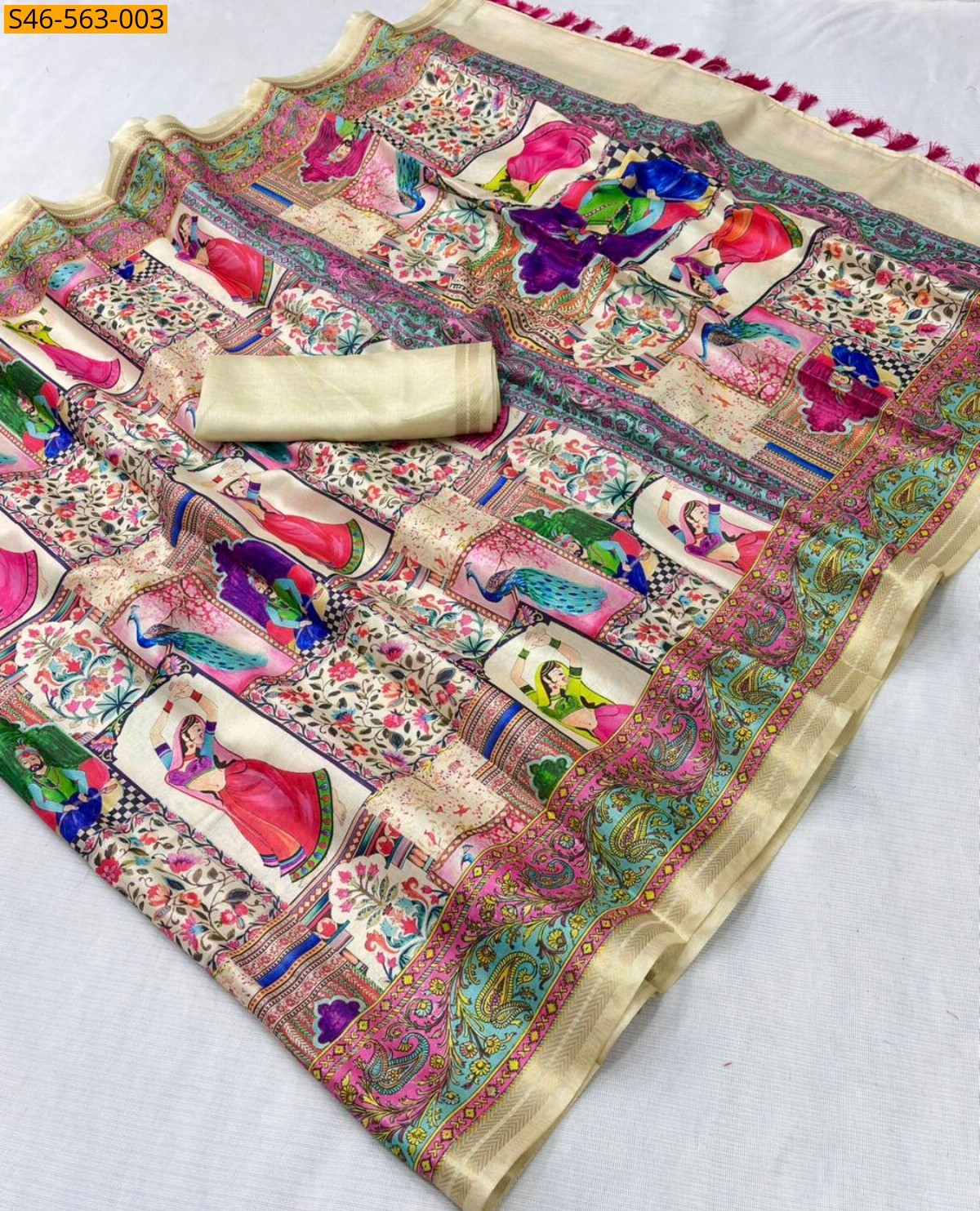 Off White Tussar munga silk saree