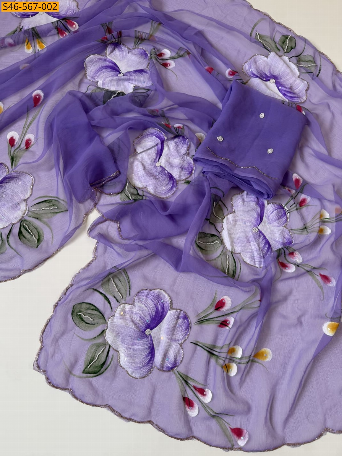 Lavender Soft Chiffon Saree