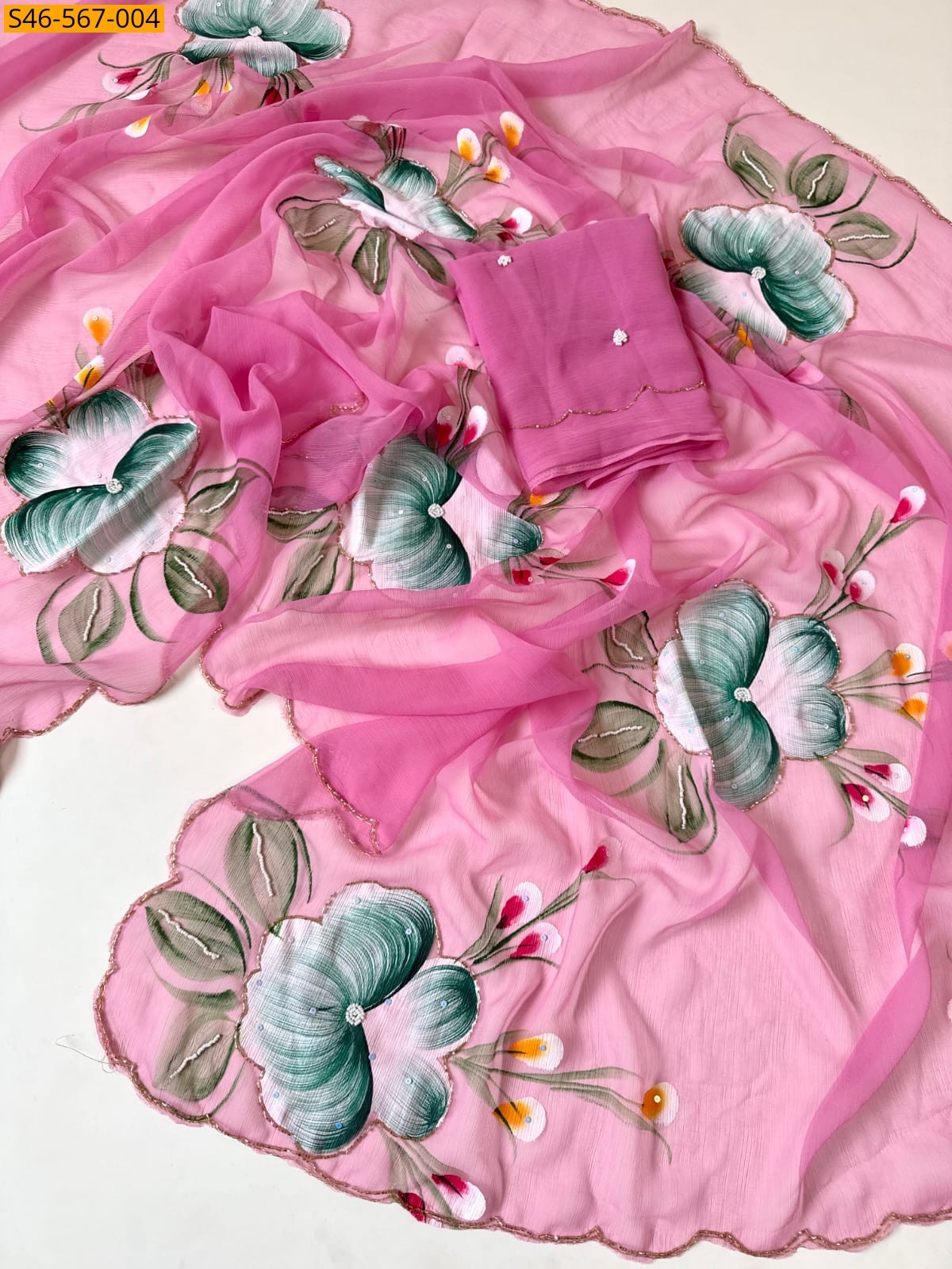 Sky blue Soft Chiffon Saree