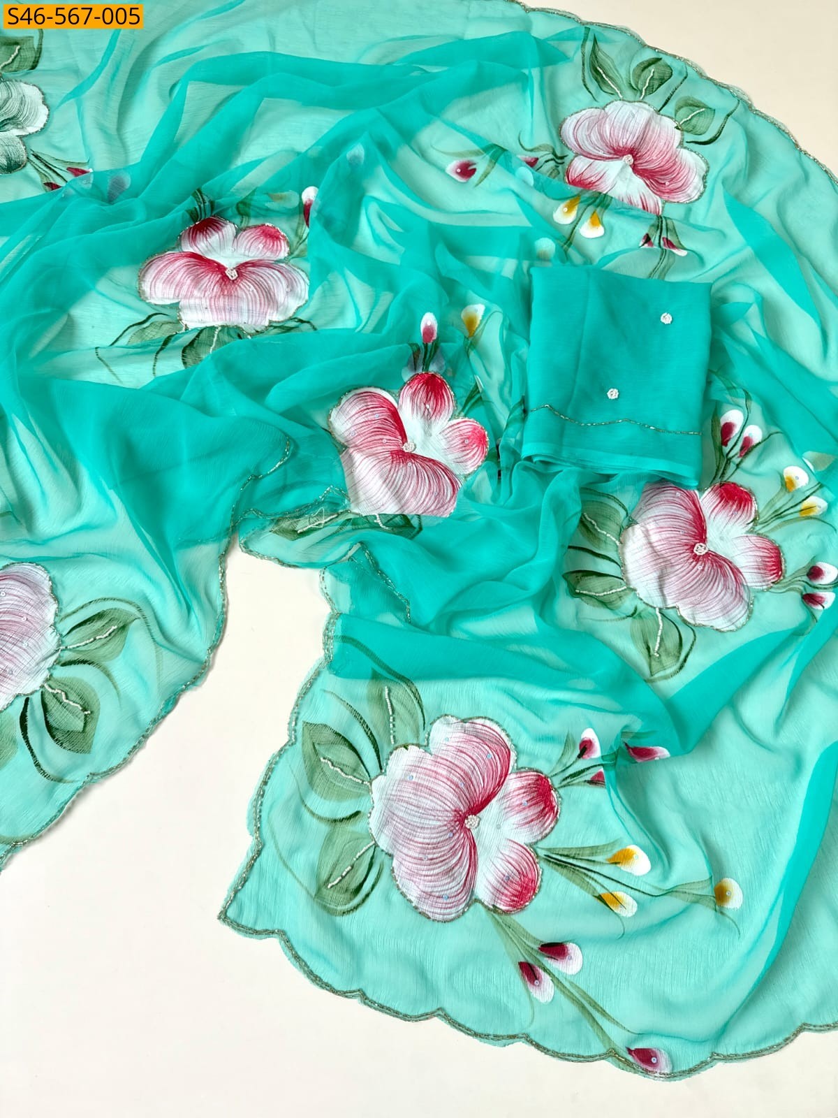 Pink Soft Chiffon Saree