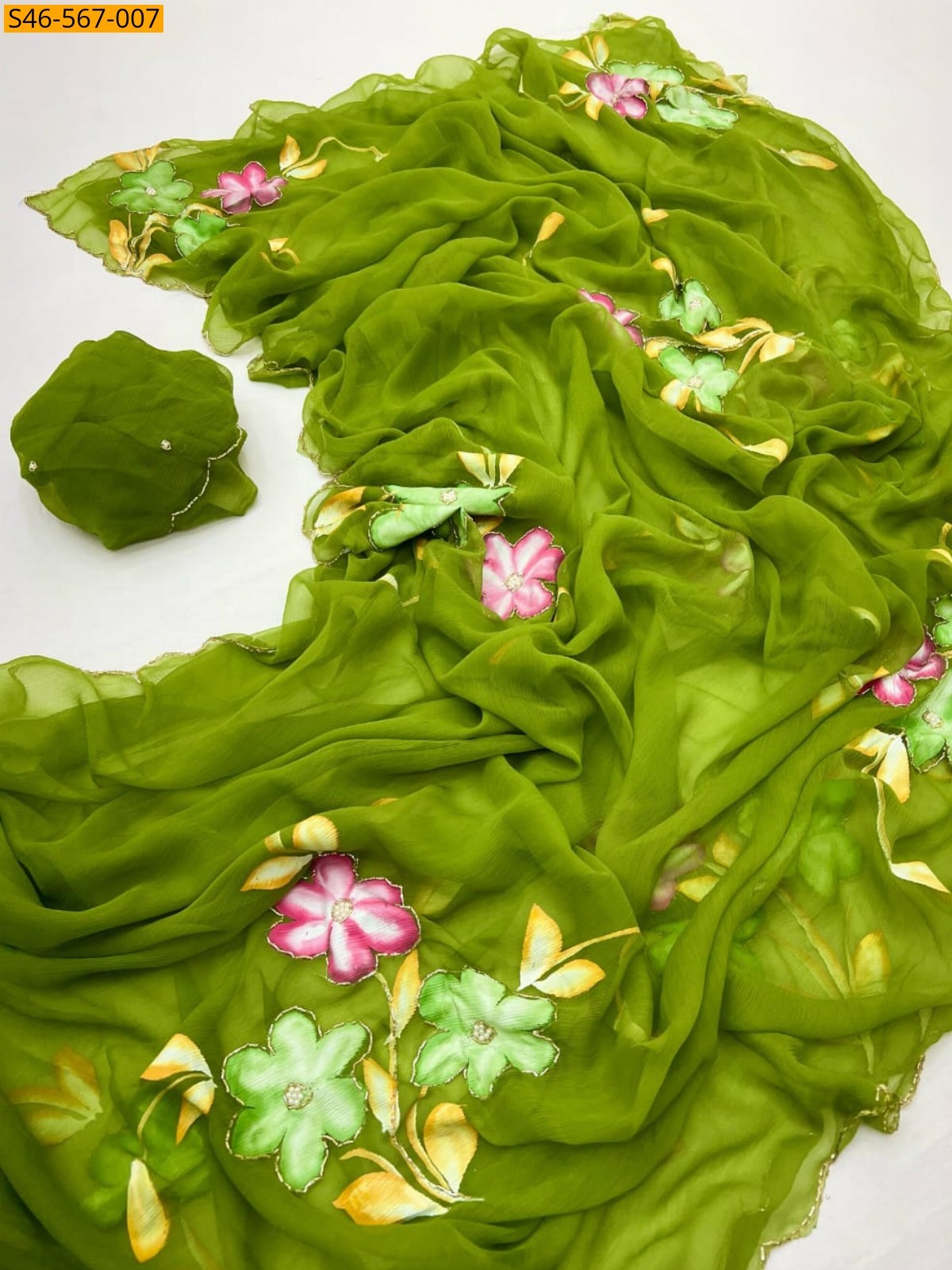 Green Soft Chiffon Saree