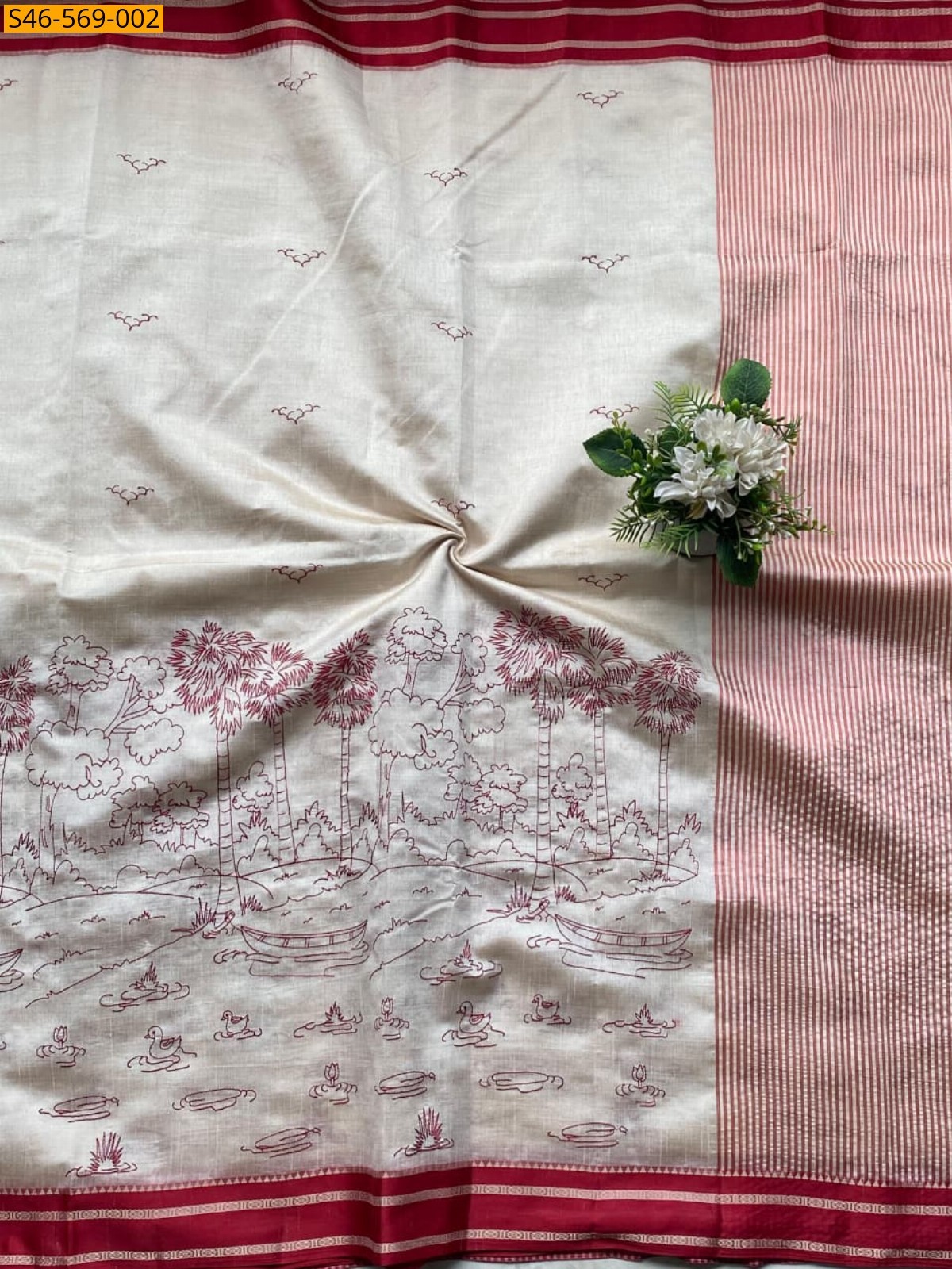 Off White Gadwal tussar sarees