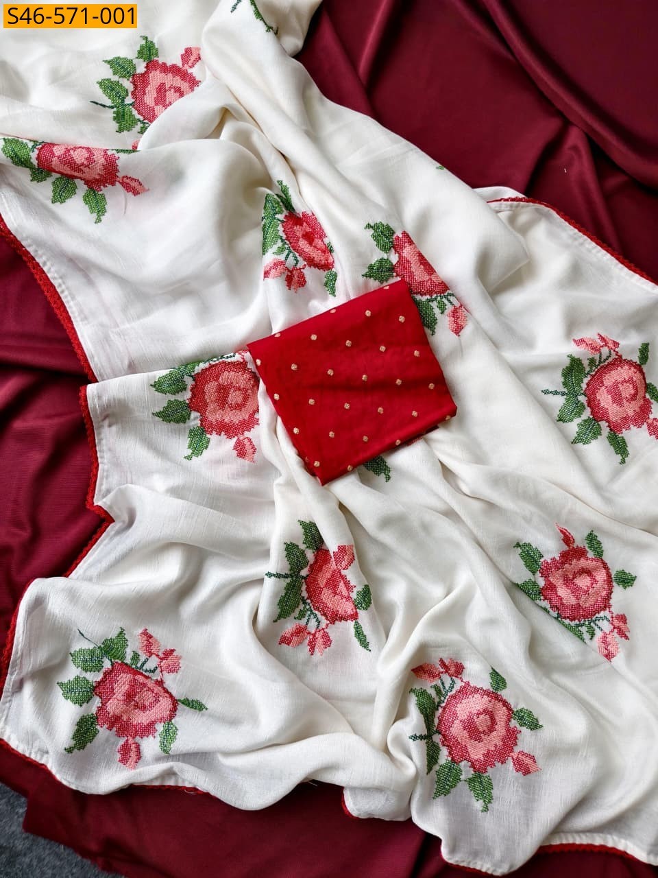 White Soft Chiffon Sarees