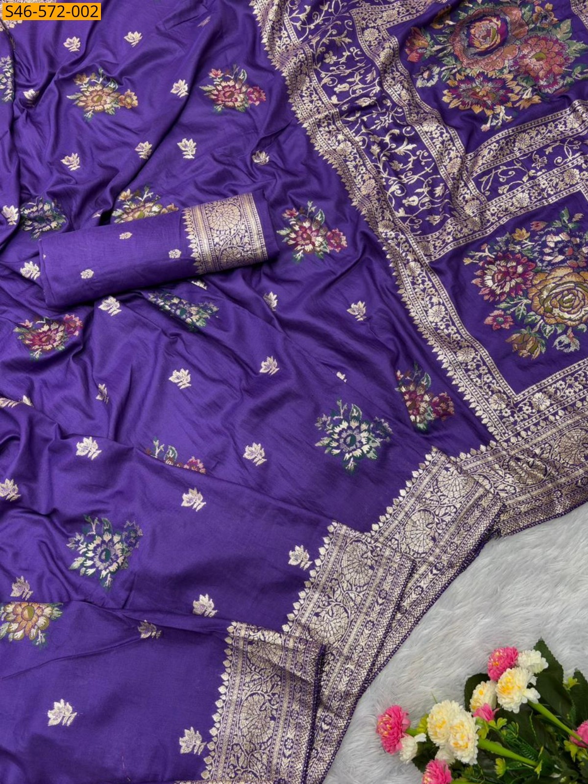Violet Viscose Muslin Sarees
