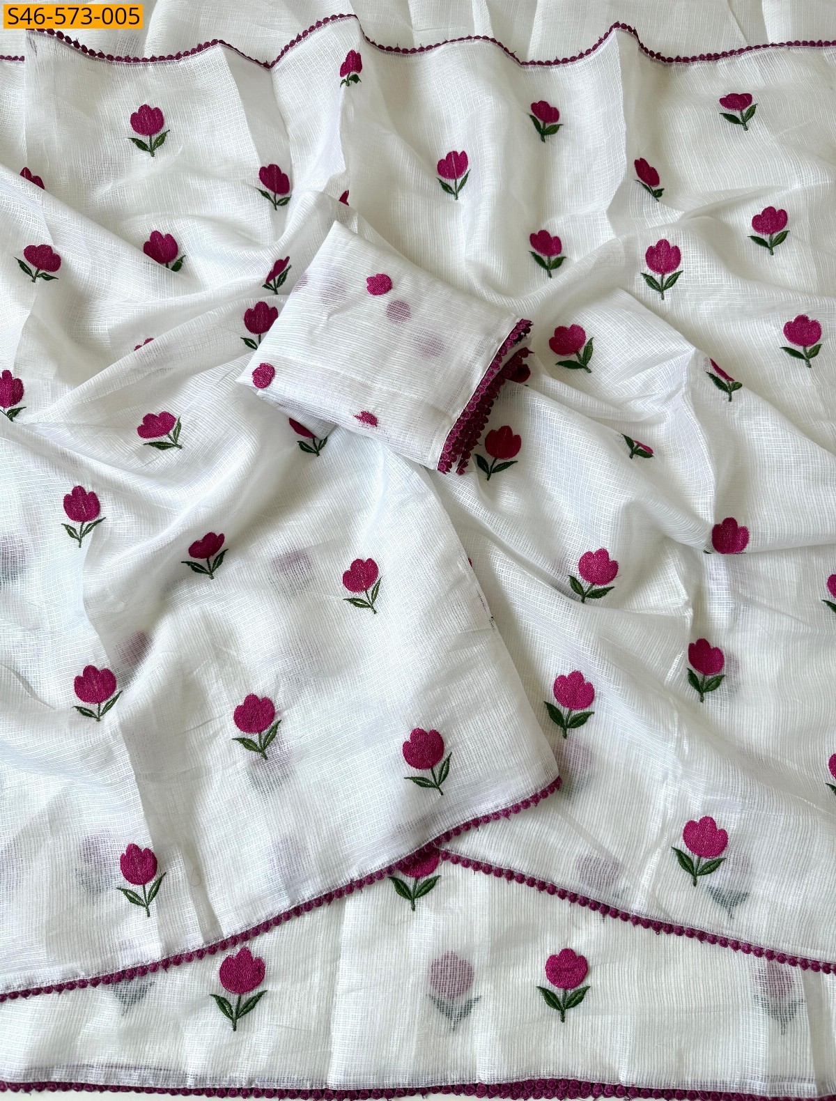 White Soft kota doriya saree