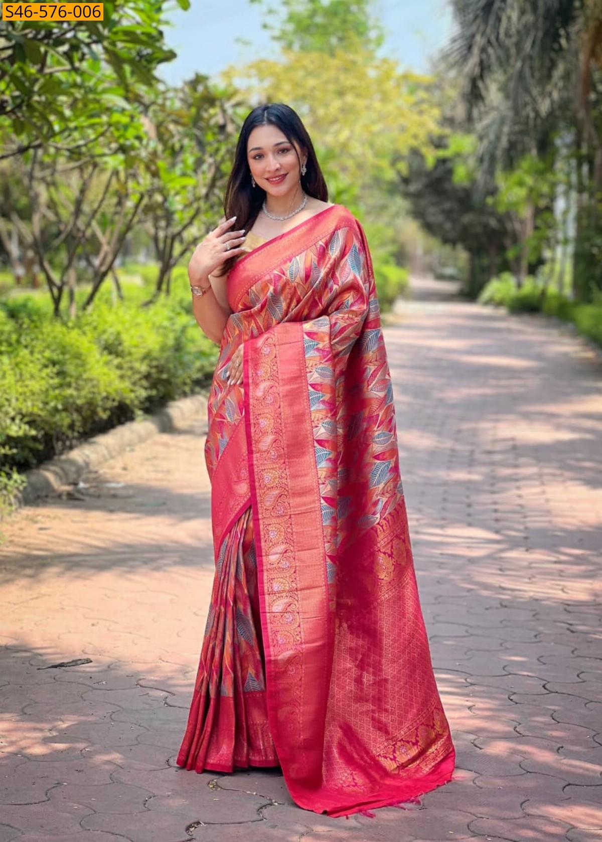 Peach Kanchipattu Silk Saree