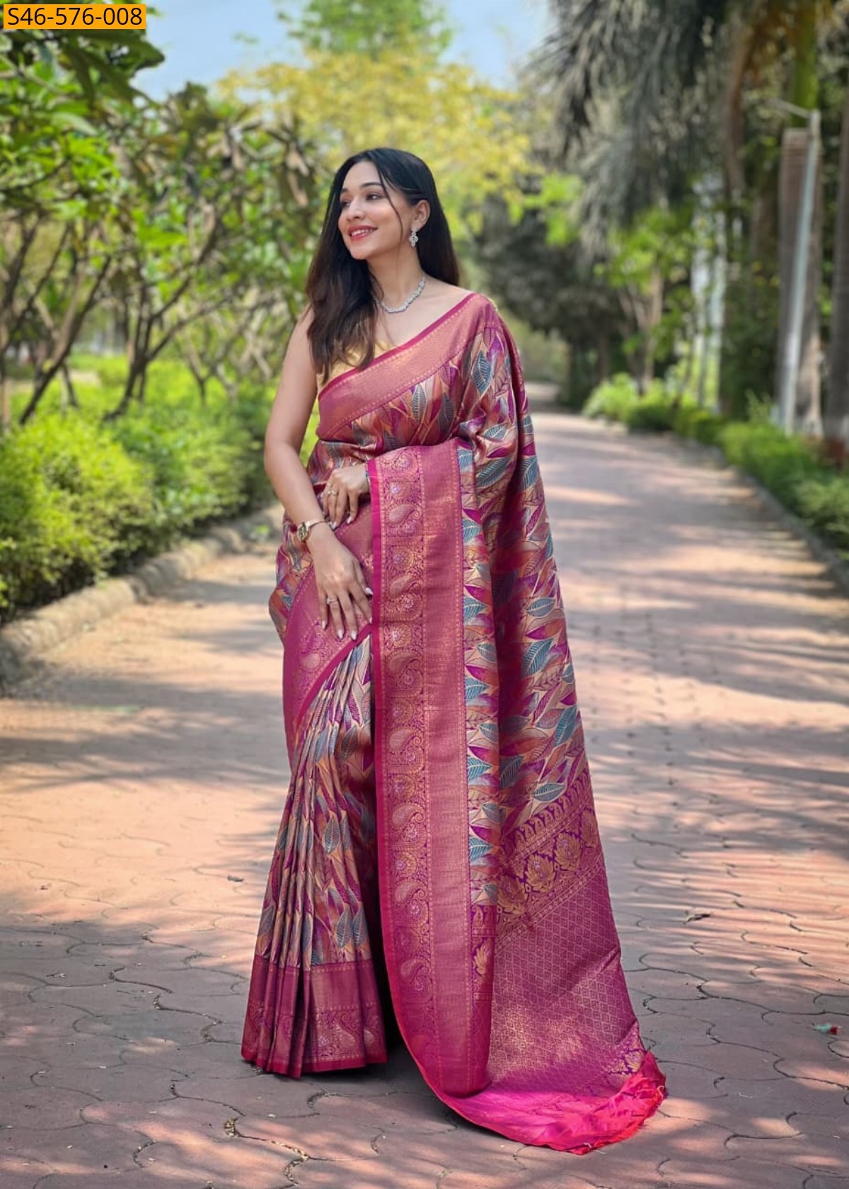 Peach Kanchipattu Silk Saree