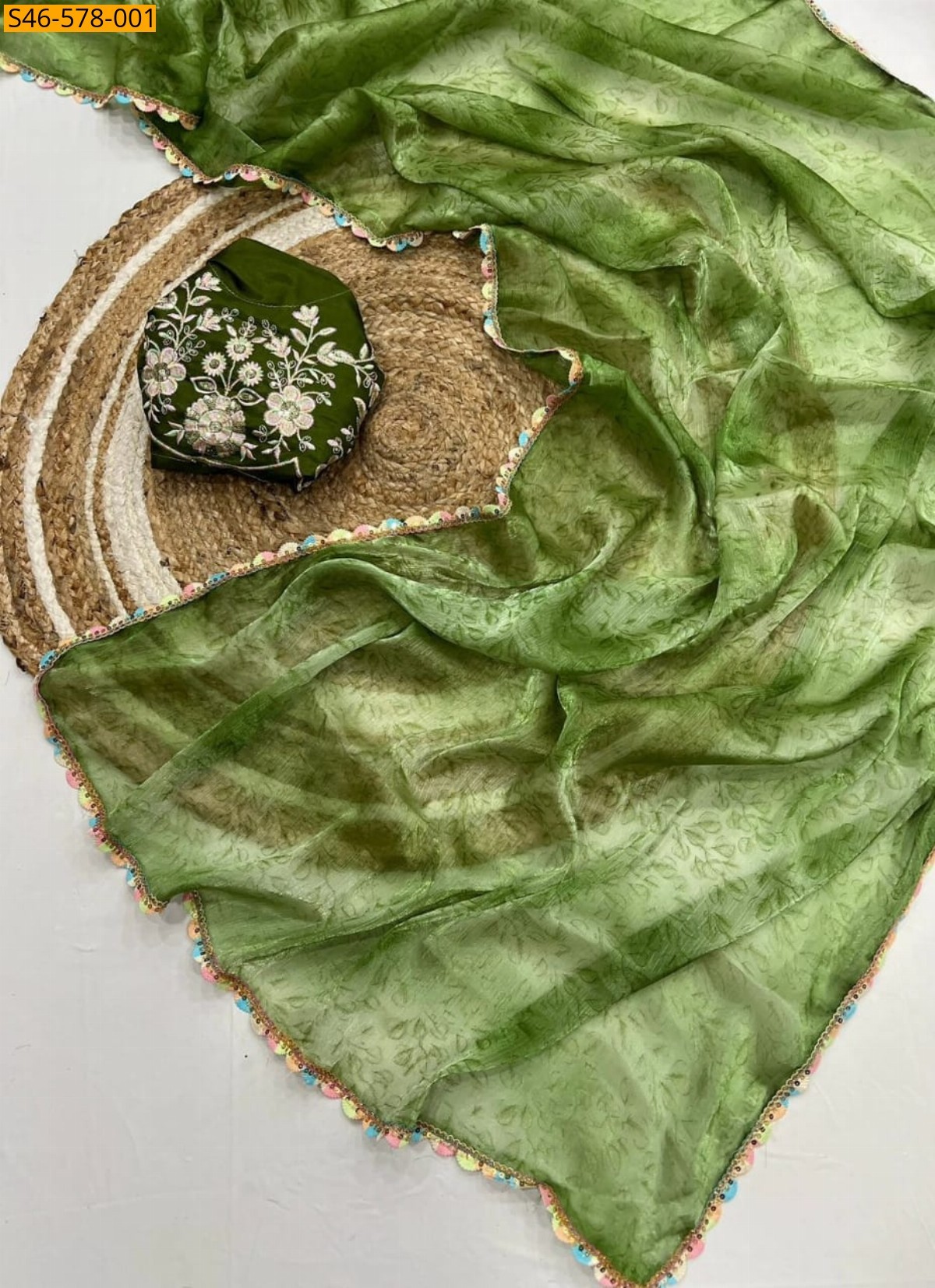 Green Fancy Silk Sareee