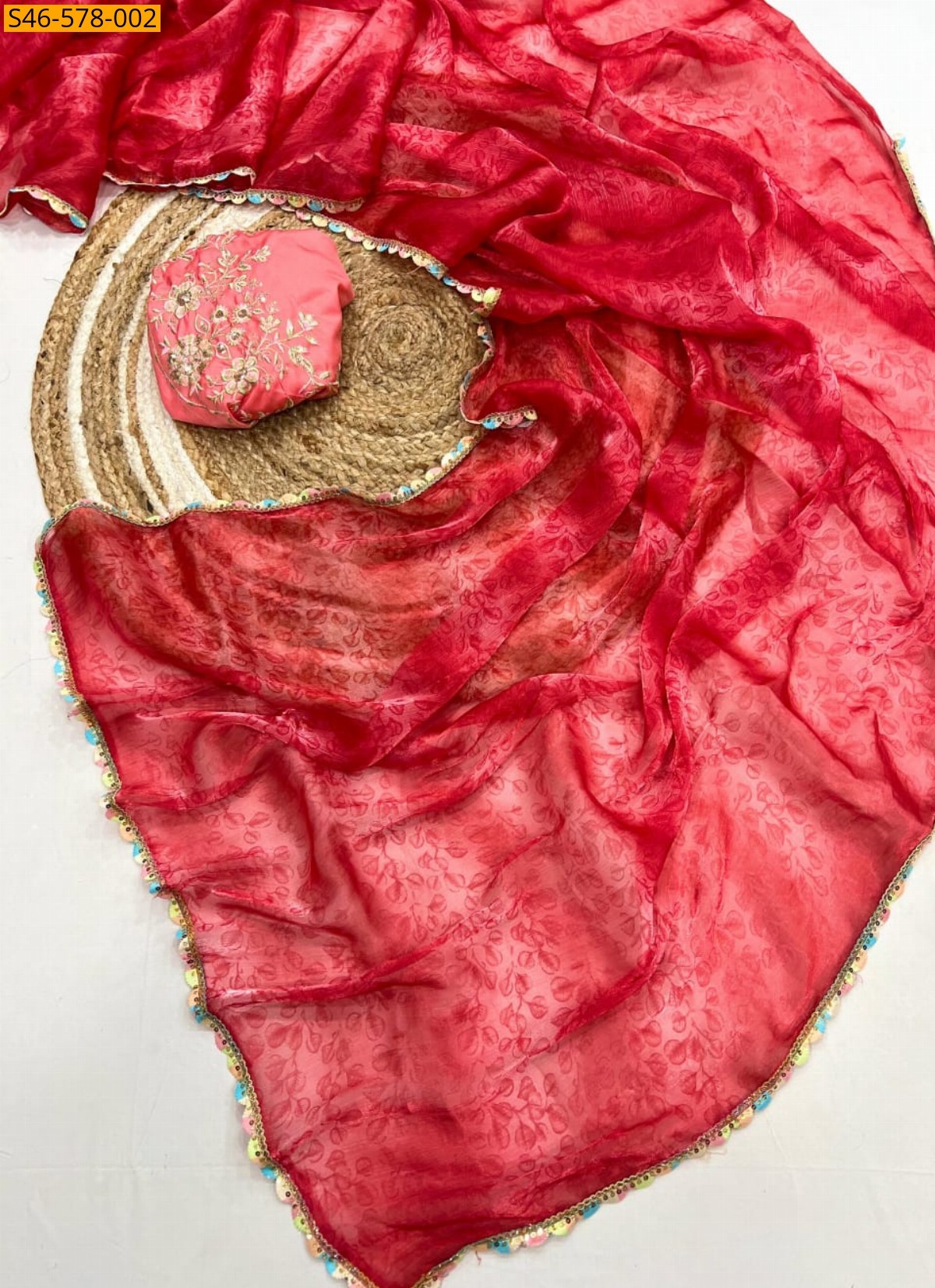 Red Fancy Silk Sareee