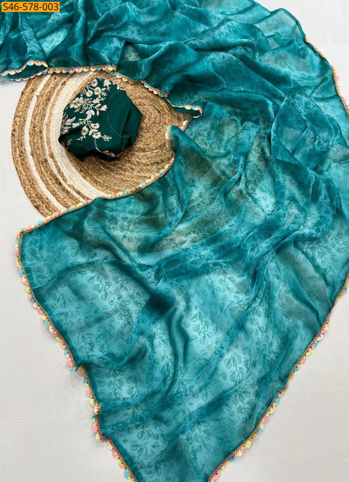 Sky Blue Fancy Silk Sareee