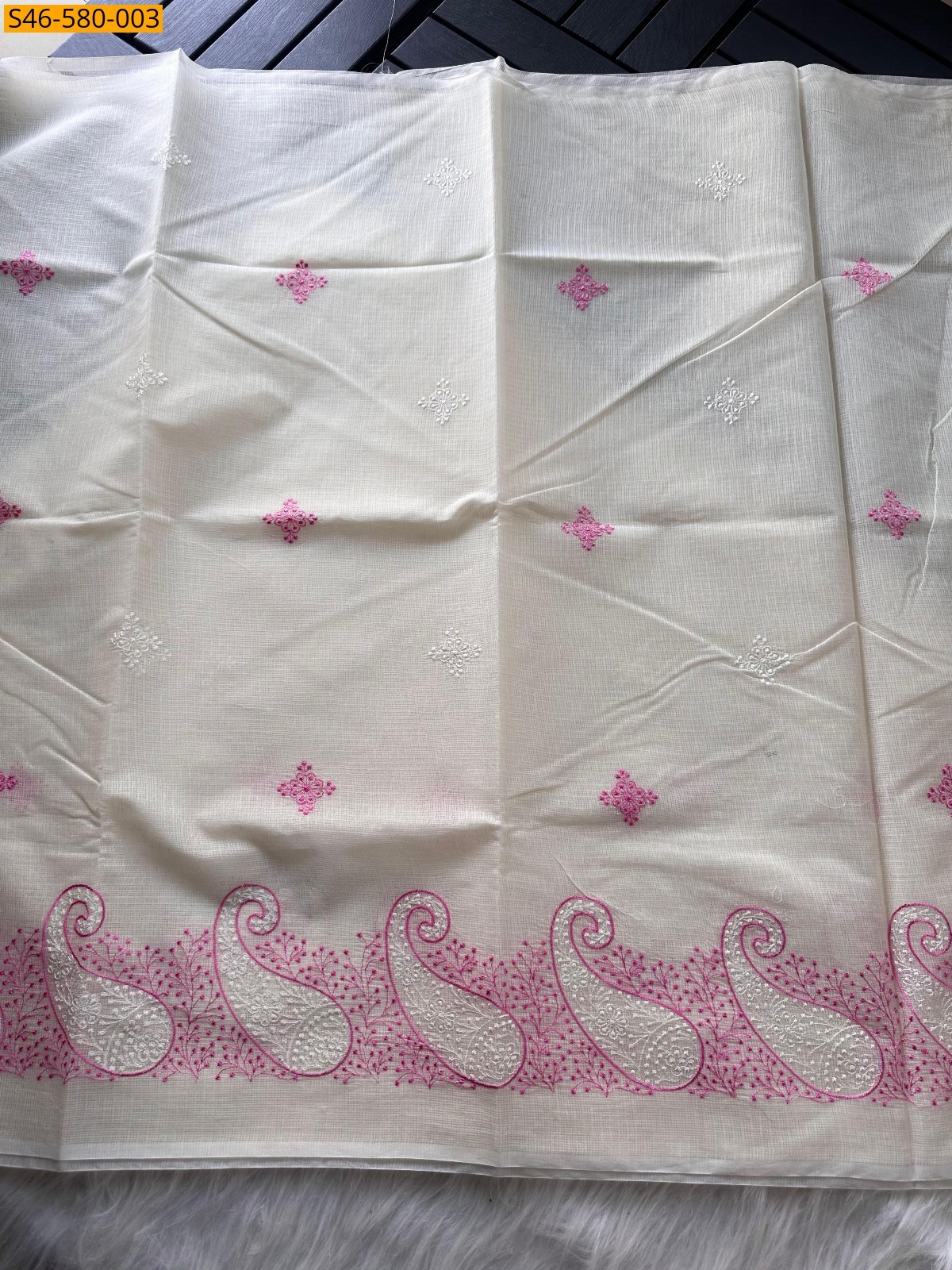 Half White Soft kota doriya saree