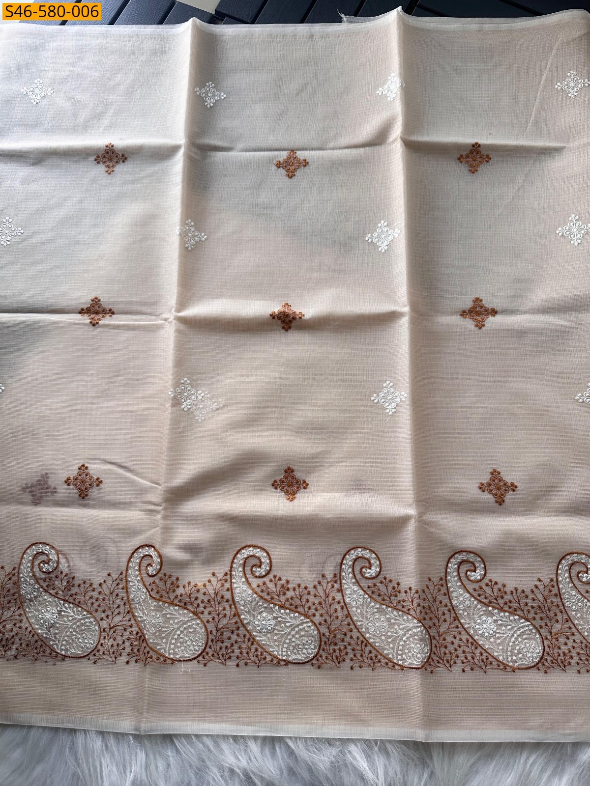 Cream Soft kota doriya saree