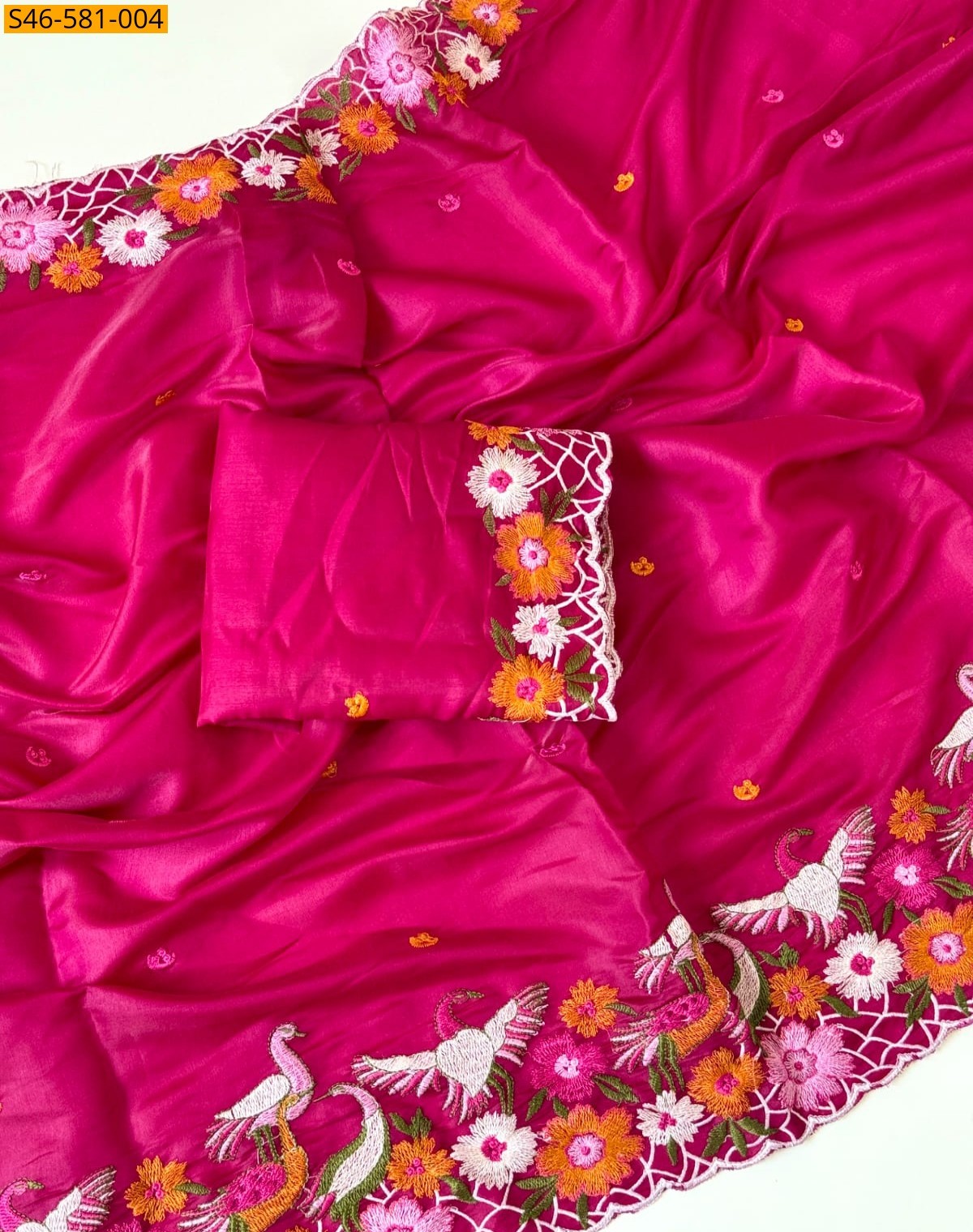 Pink Tussar Silk Saree