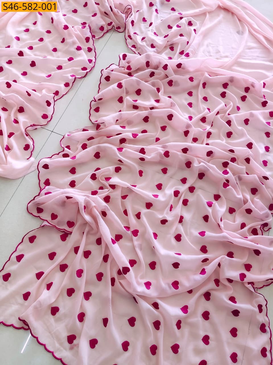 Light Pink Star Georgette Saree