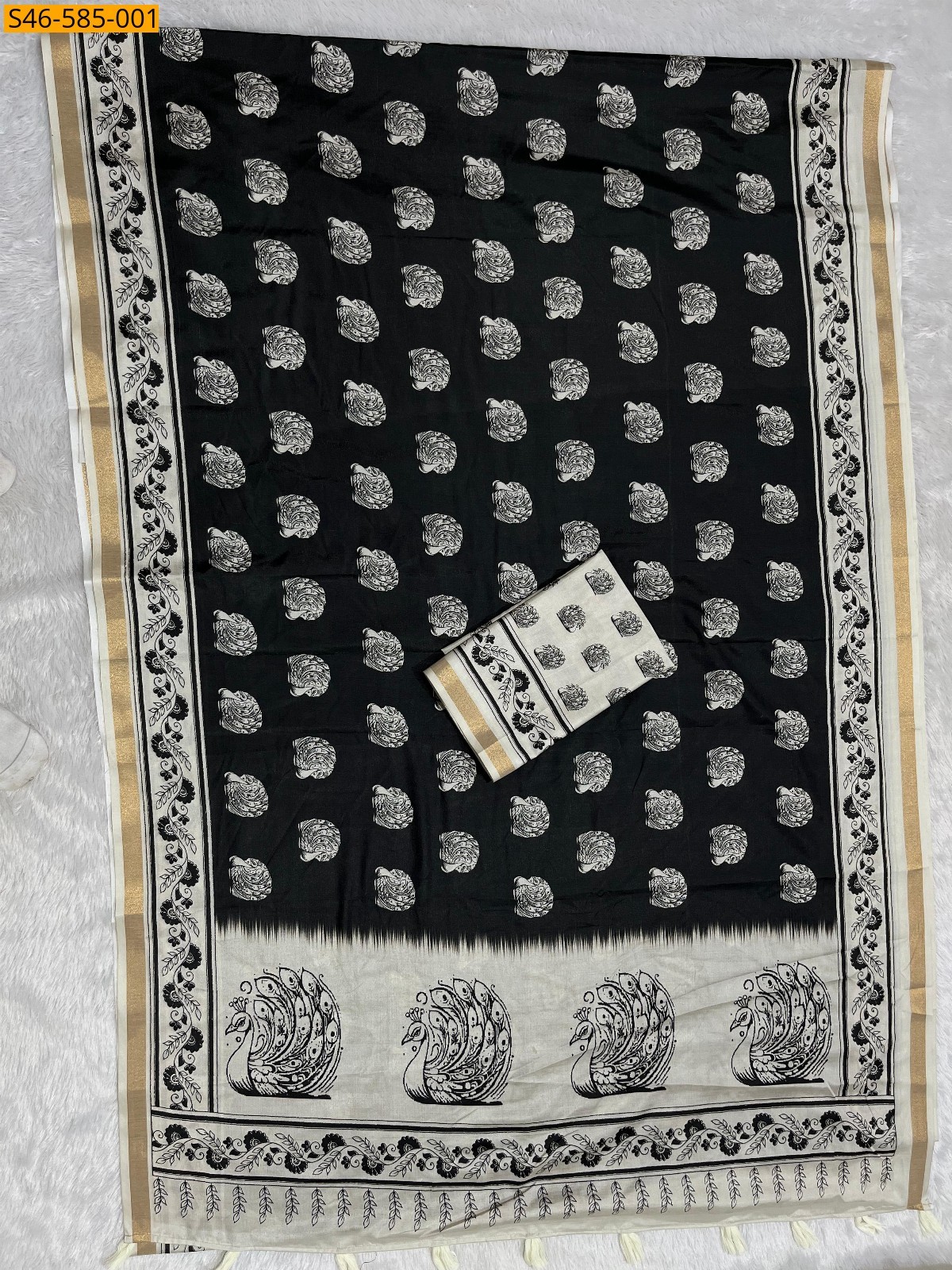 Black Fancy cotton sarees