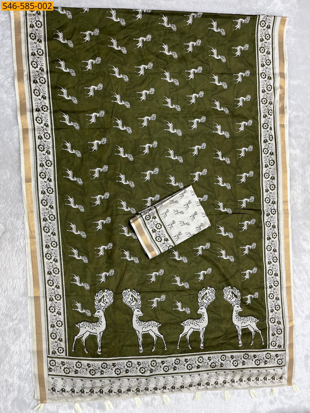 Green Fancy cotton sarees