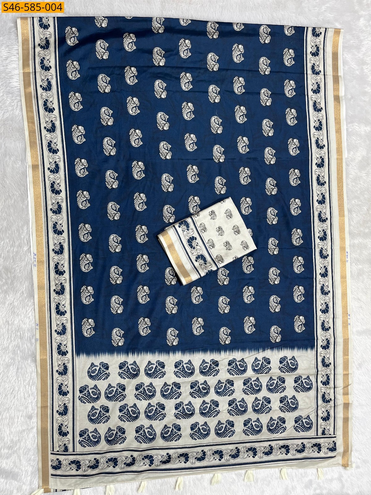 Blue Fancy cotton sarees