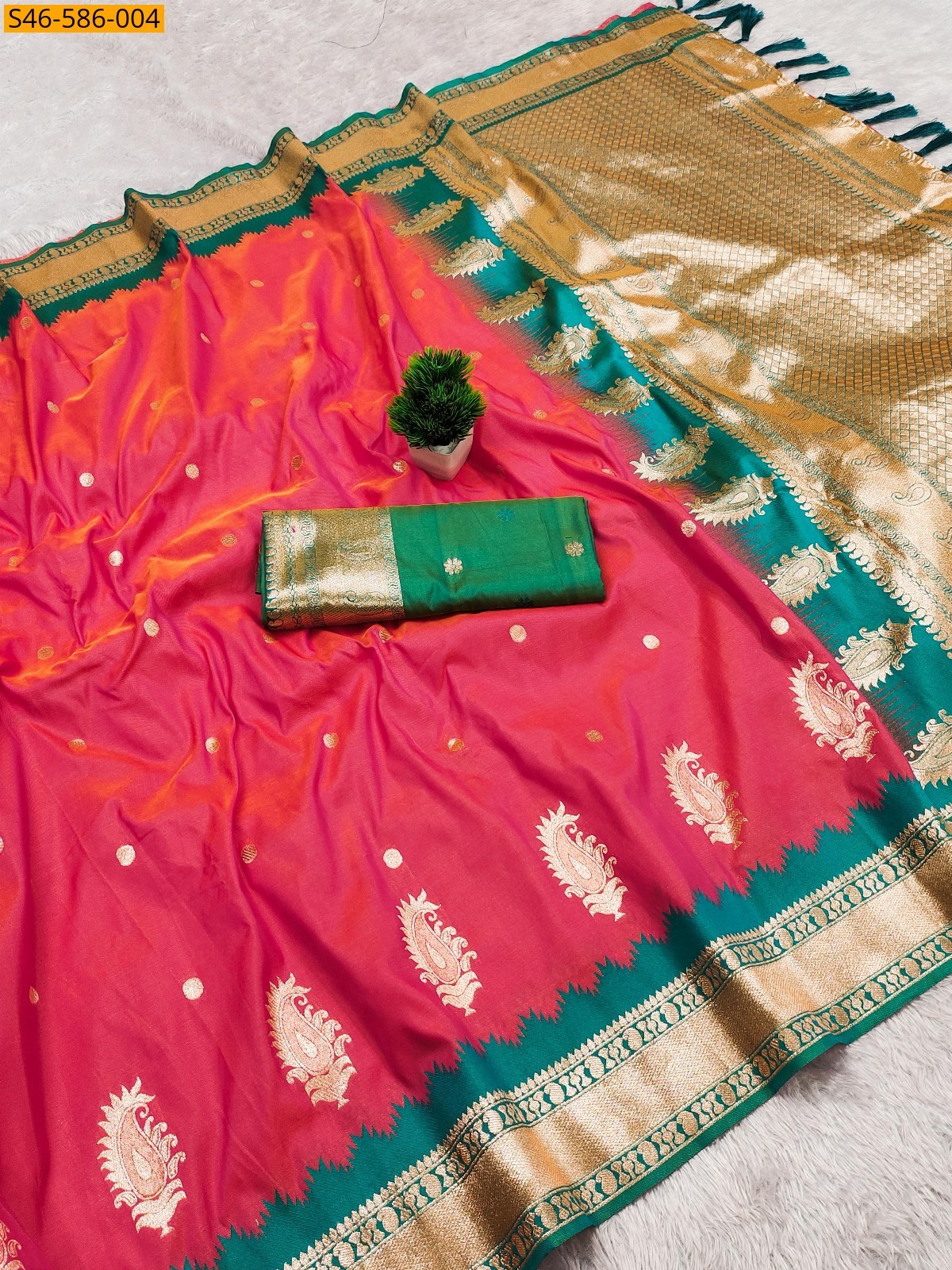 Peach Soft Banarasi silk saree