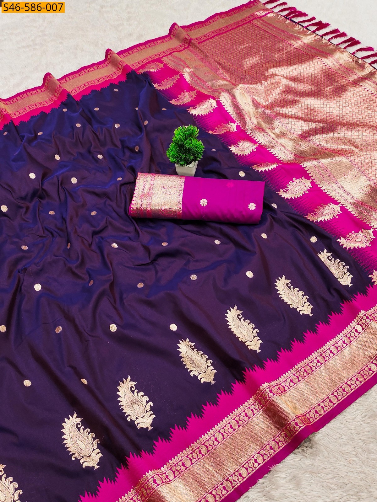 Purple Soft Banarasi silk saree