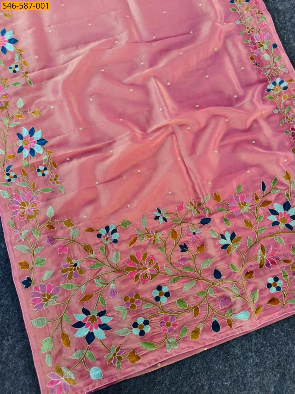 Tissue Silk Embroidery Saree