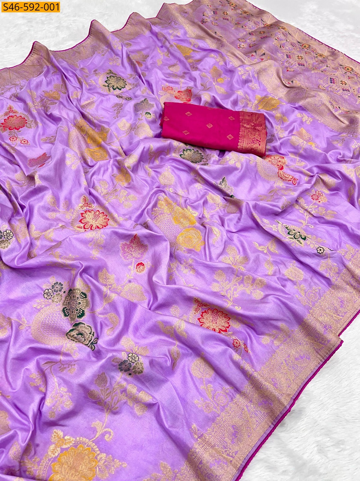 Lavender Viscose dola silk sarees