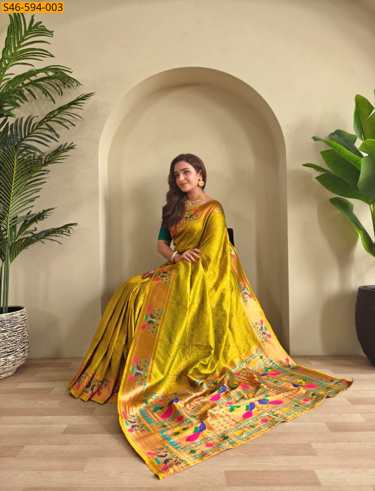 Yellow Fancy Soft Silk Paithani Sarees