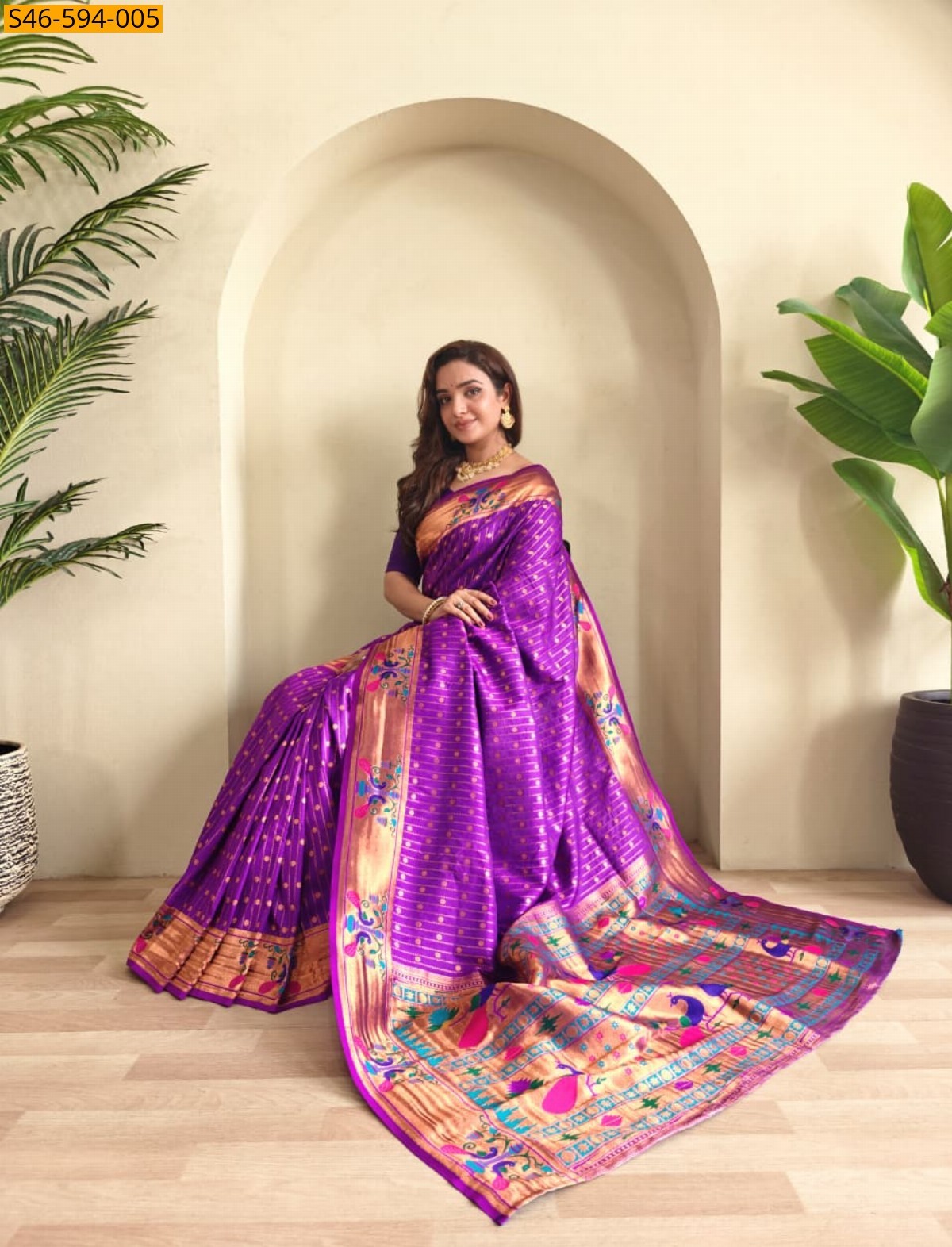 Violet Fancy Soft Silk Paithani Sarees