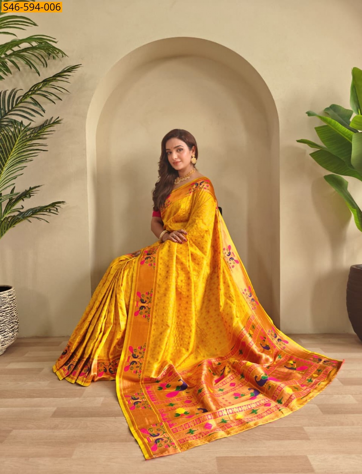 Yellow Fancy Soft Silk Paithani Sarees