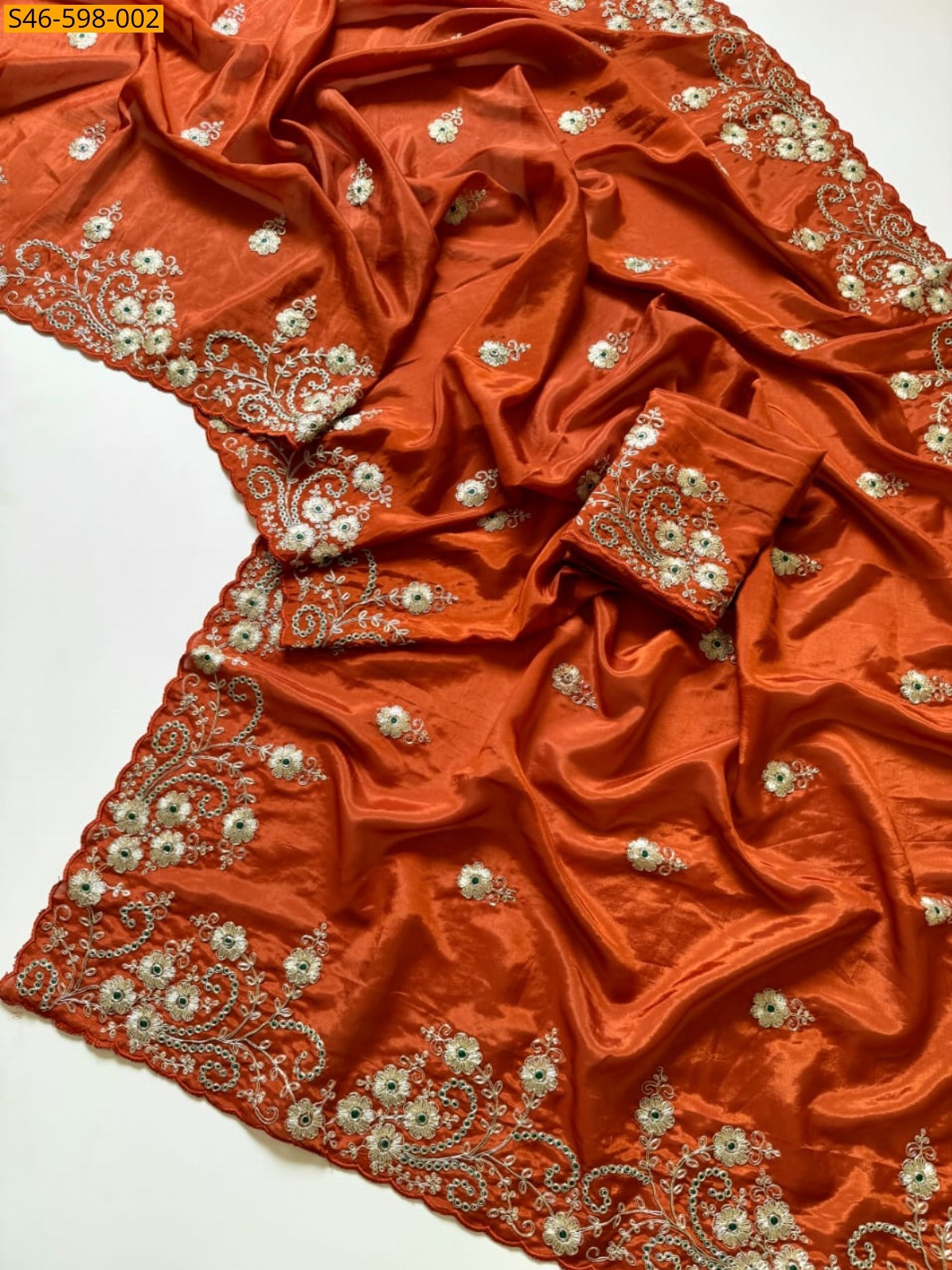 Orange Fancy Soft H.O silk saree
